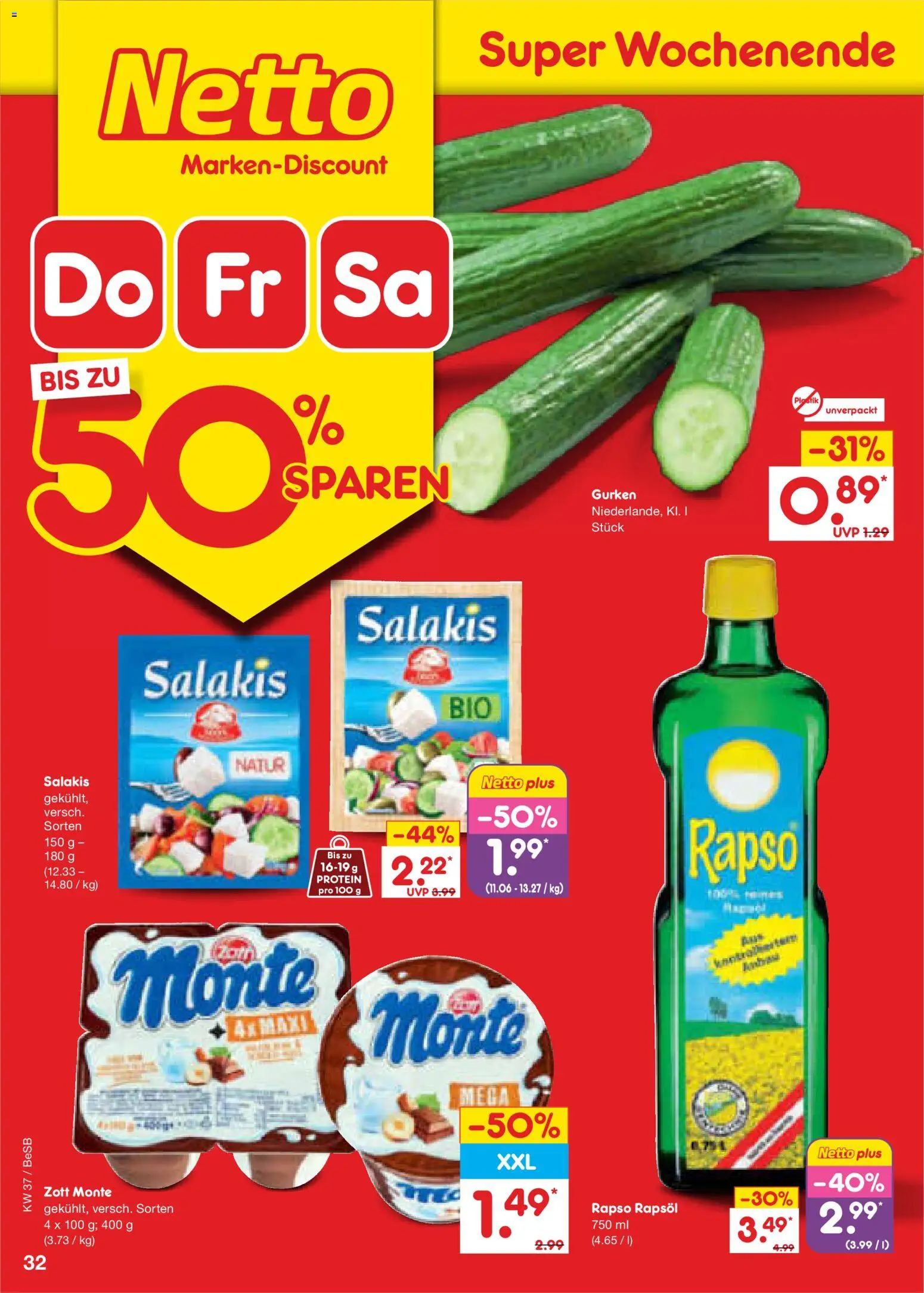 Netto Marken-Discount Prospekt – gültig ab 07.09.2026 | Seite: 48 | Produkte: Rapsöl, Salakis, Gurken, Rapso rapsol