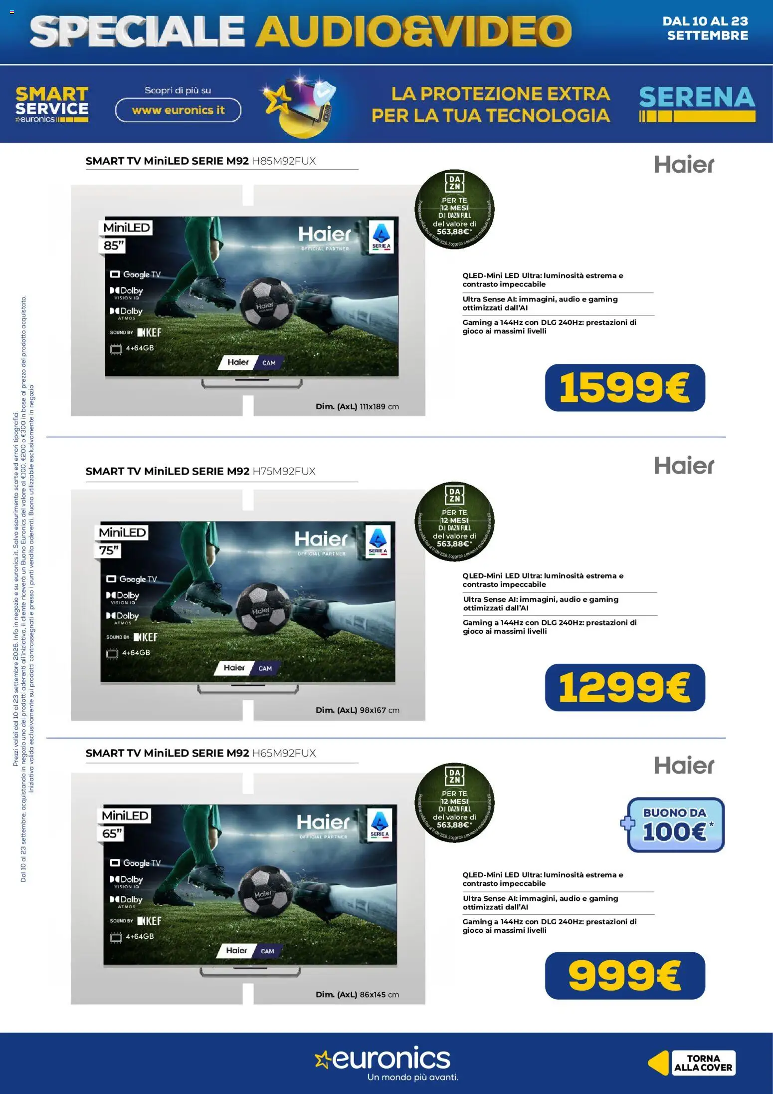 Volantino Euronics del 10/09/2026 | Pagina: 14 | Prodotti: Tè, smart TV, Audio, Gioco