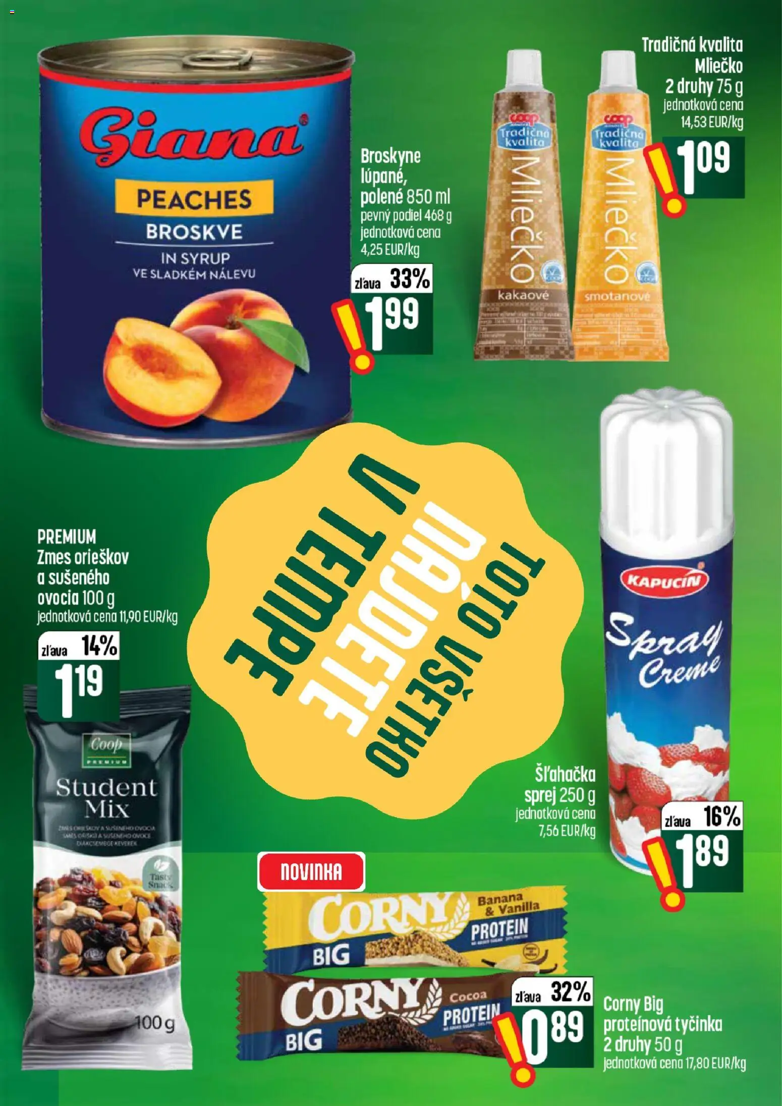 Nové COOP Jednota akcie – leták je platný od 30.07.2026 | Strana: 36 | Produkty: Protein, Broskyne