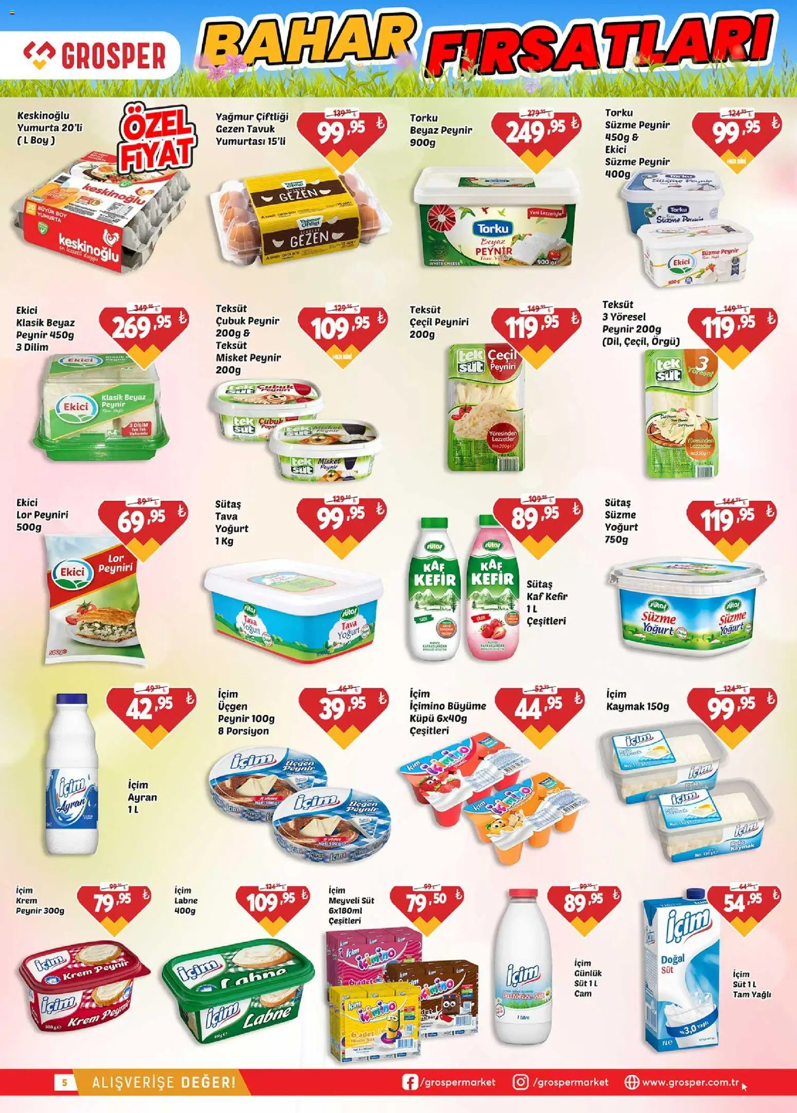 Grosper Katalog - 08.04.2026 tarihinden itibaren geçerlidir | Sayfa: 5 | Ürünler: Kefir, Süt, Peynir, Yoğurt