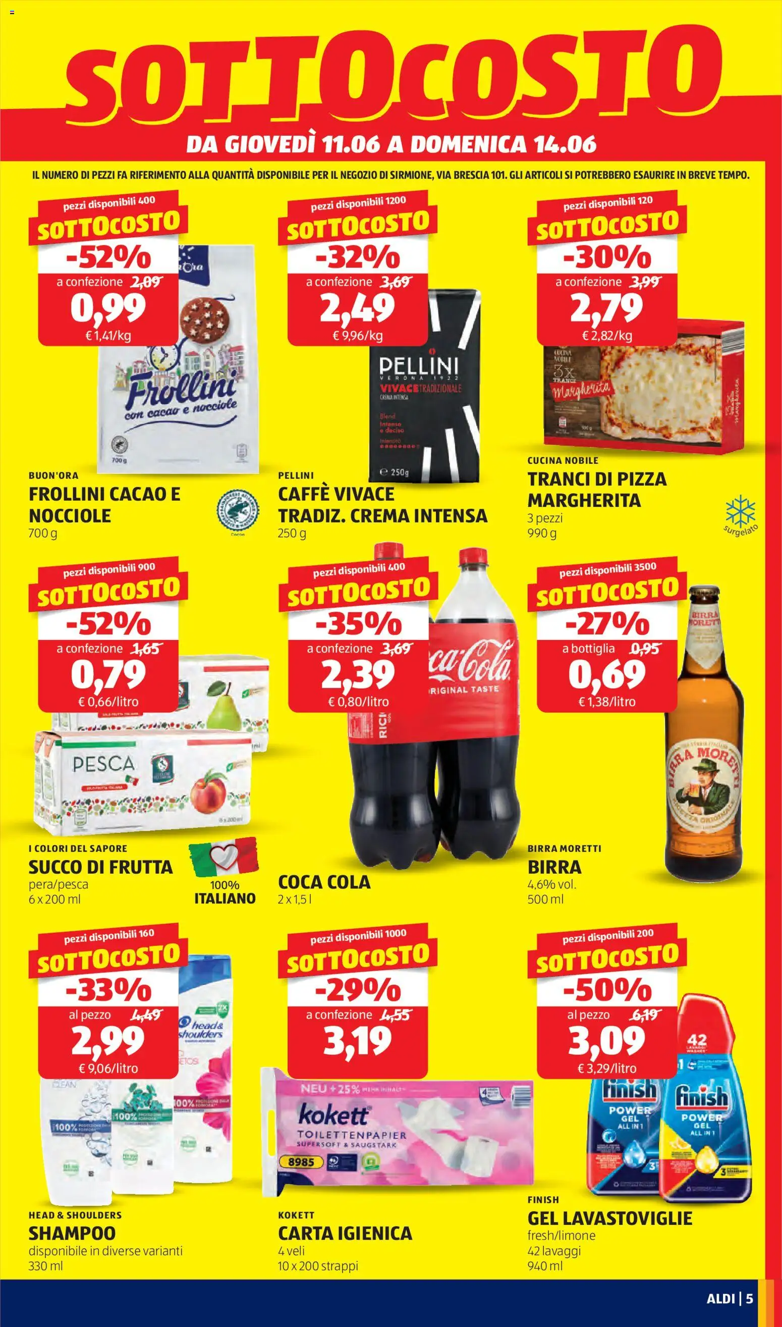Volantino Aldi del 11.06.2026 | Pagina: 5 | Prodotti: Frutta, Nocciole, Lavastoviglie, Coca Cola