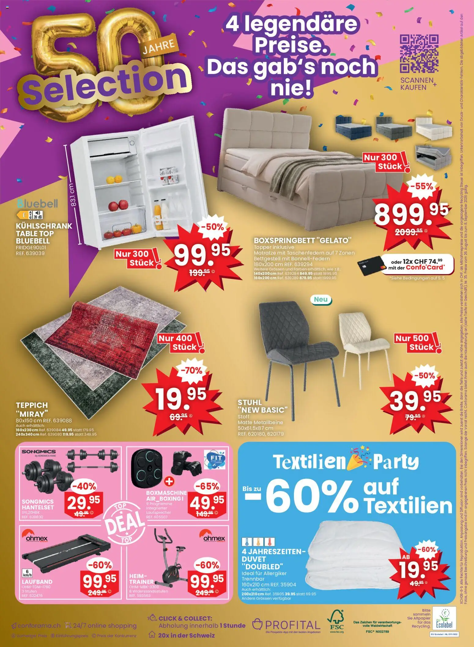 Conforama aktionen – gültig ab 26.08.2026 | Seite: 24 | Produkte: Matratze, Stuhl, Teppich, Lautsprecher