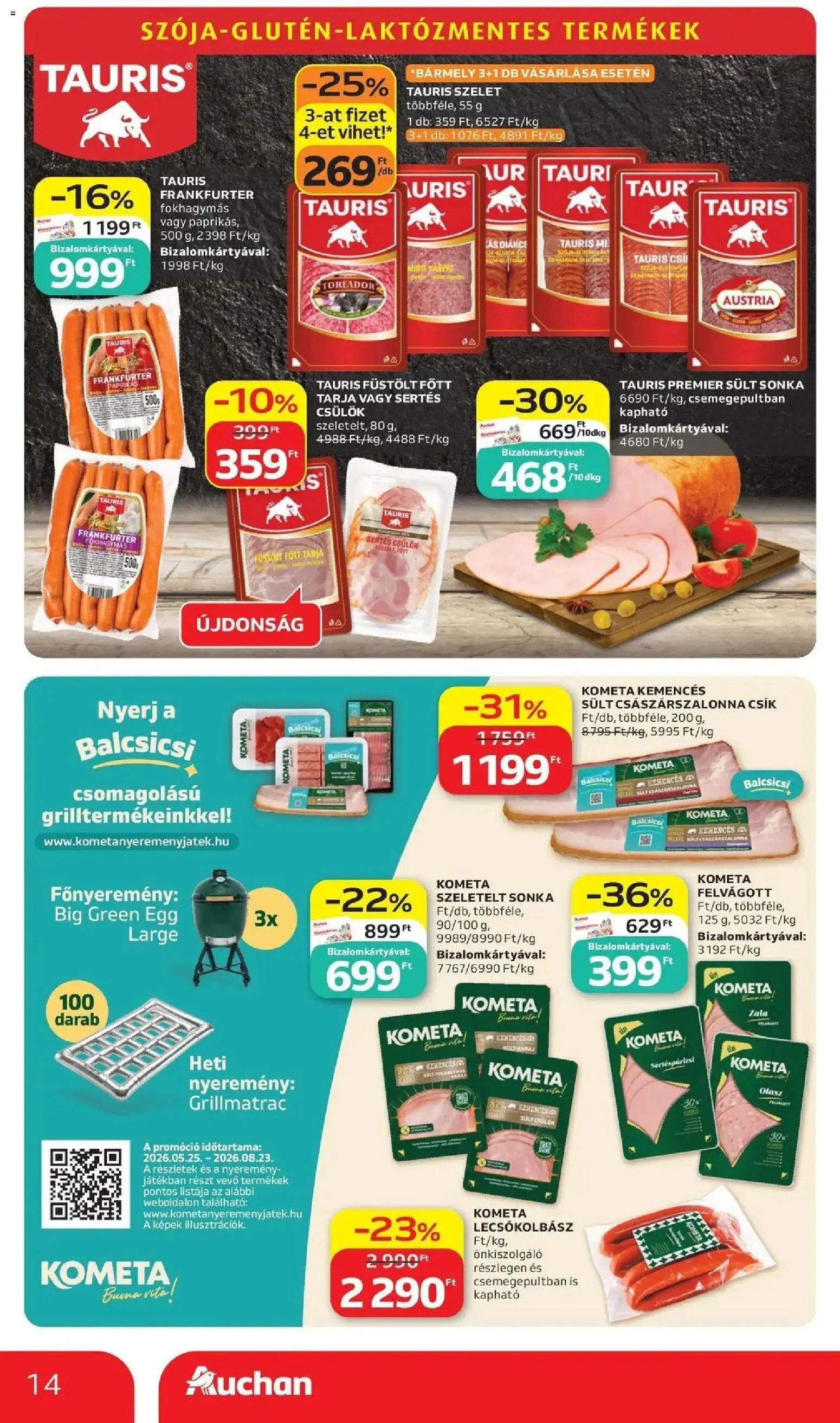 Auchan akciós ujság - amely érvényes a következő dátumtól: 11.06.2026 | Oldal: 14 | Termékek: Tarja, Karaj, Lecsókolbász, Felvágott