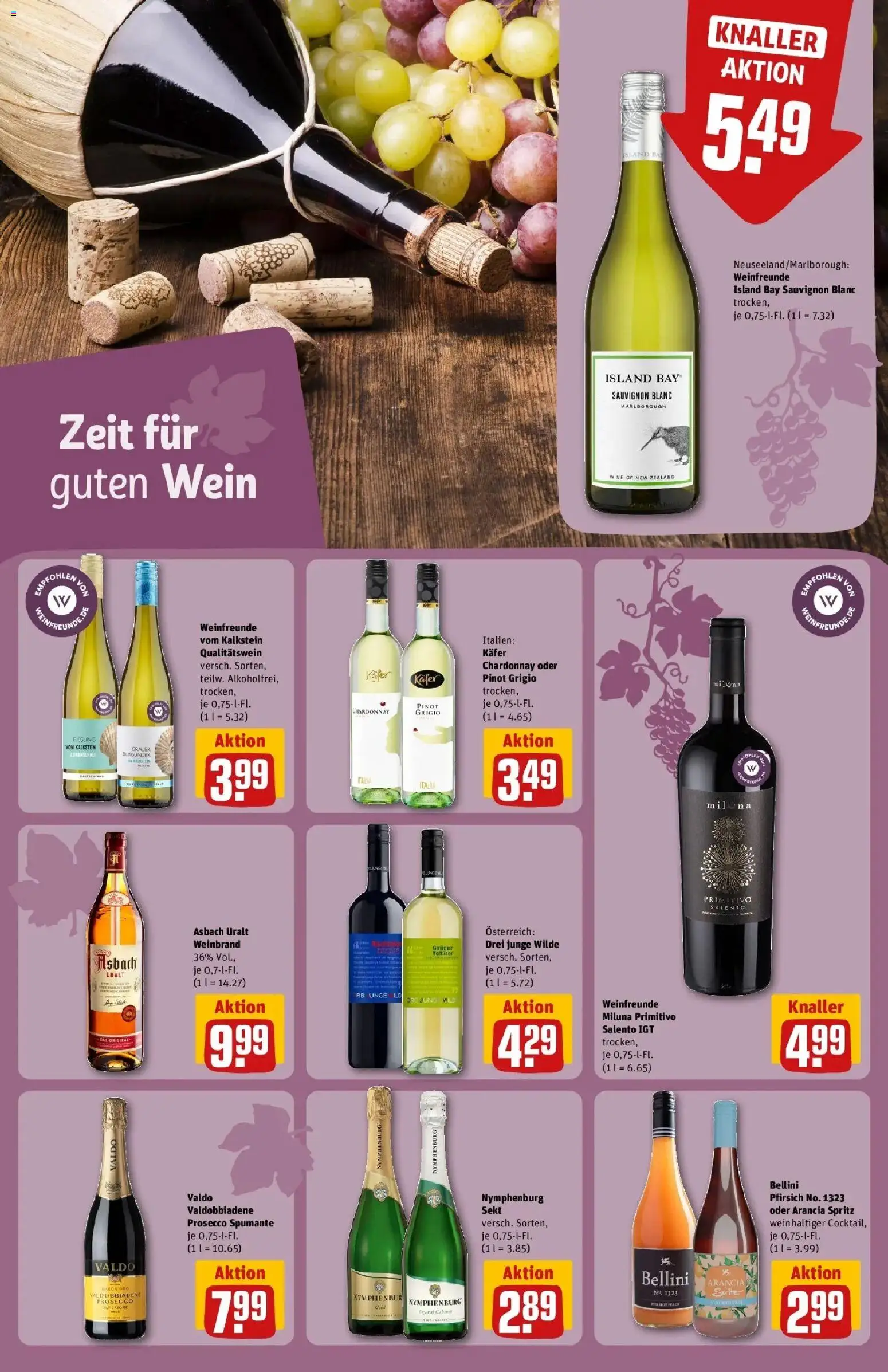 REWE Prospekt ab 03.08.2026 zum Blättern » Angebote | Seite: 19 | Produkte: Sekt, Prosecco, Pfirsich, Asbach