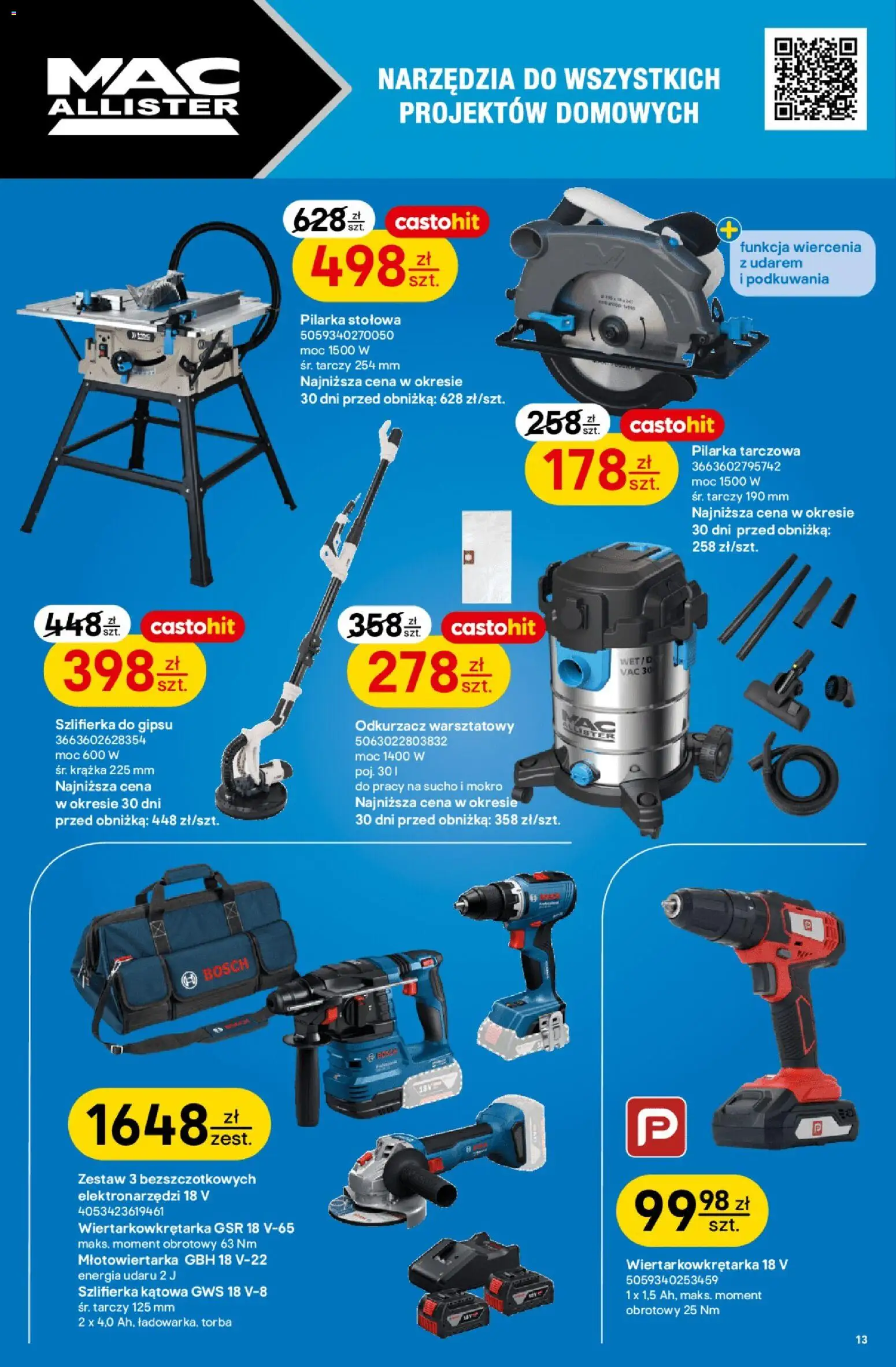 Castorama gazetka od 02.09.2026 | Strona: 13 | Produkty: Narzędzia, Torba, Odkurzacz, Szlifierka