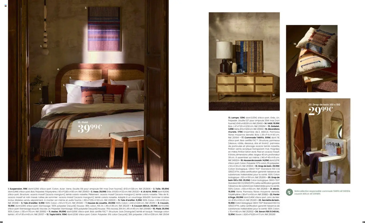 {H1} | Page: 20 | Produits: Coton, Poignées, Lit, Tapis