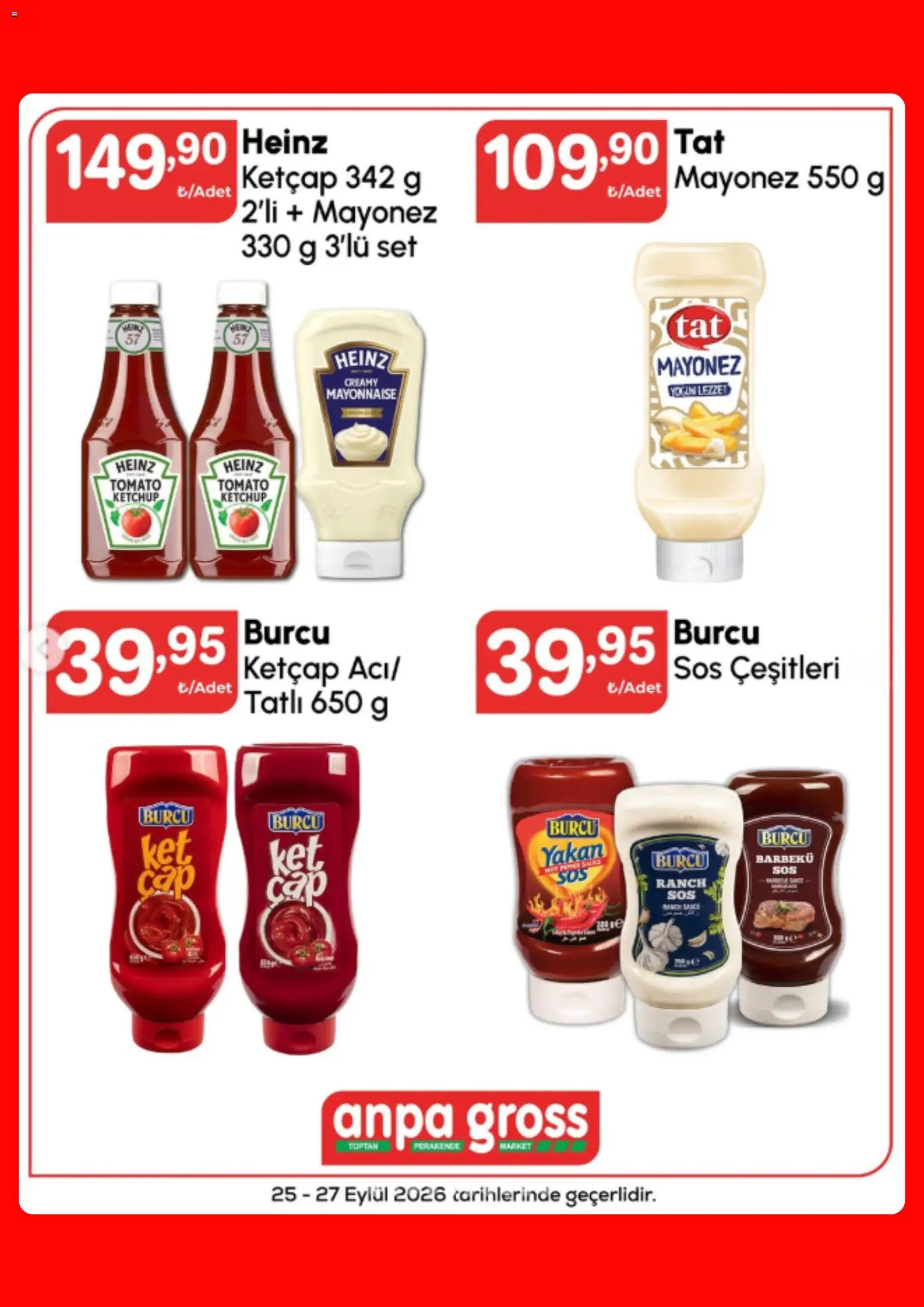 Anpa Gross Katalog - 25 Eylül 2026 tarihinden itibaren geçerlidir | Sayfa: 17 | Ürünler: Ketçap, Mayonez, Sos