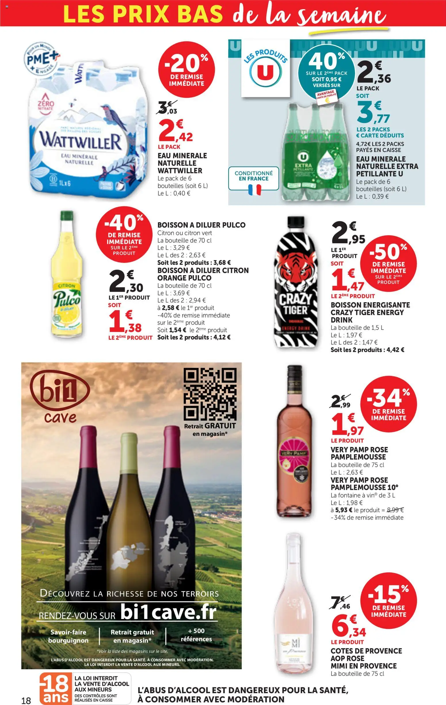 {H1} | Page: 18 | Produits: Eau minérale, Citron vert, Pamplemousse, Boisson énergisante