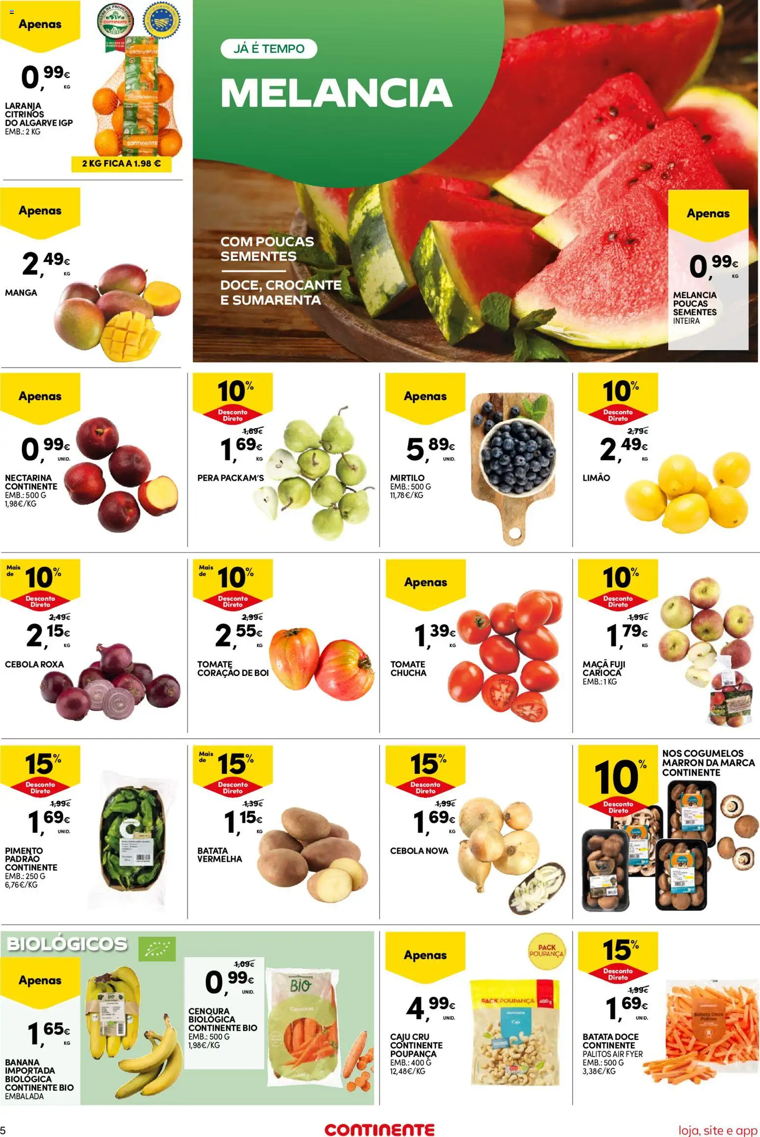 Continente Semanal Continente Bom Dia │ válido de 30/06/2026 | Página: 5 | Produtos: Batata, Banana, Maça, Cenoura
