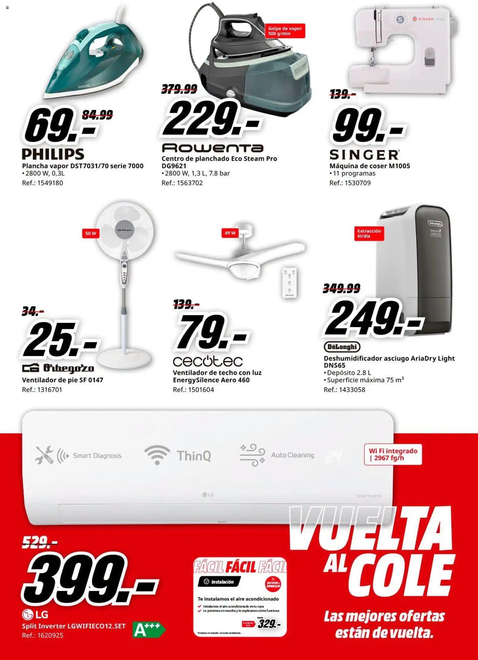 Media Markt Vuelta al Cole │ válido desde el 26/08/2026 | Página: 17 | Productos: Té, Plancha, Ventilador de pie, Máquina de coser