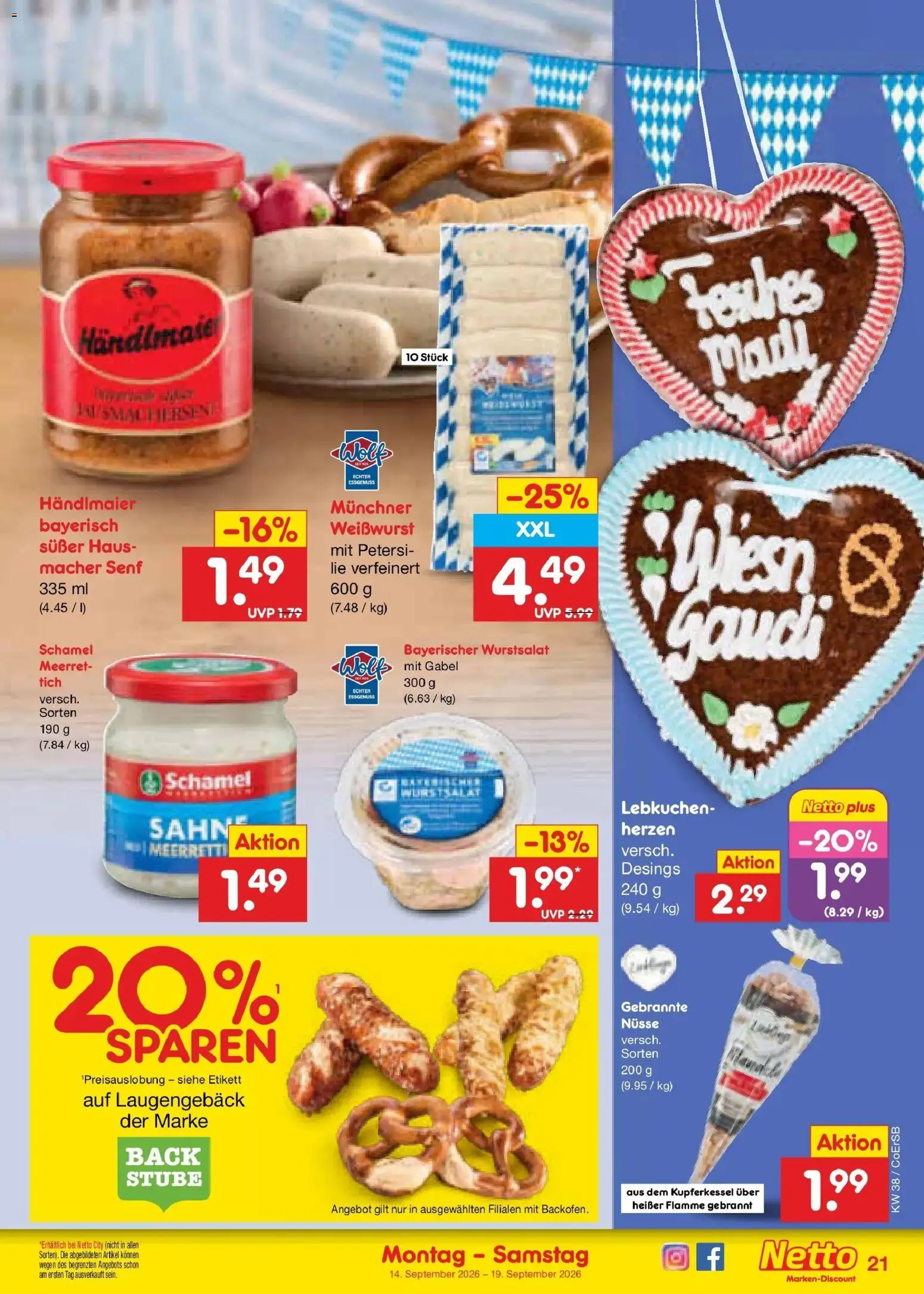 Netto Marken-Discount Prospekt Leipzig – gültig ab 14.09.2026 | Seite: 31 | Produkte: Weißwurst, Nüsse, Sahne