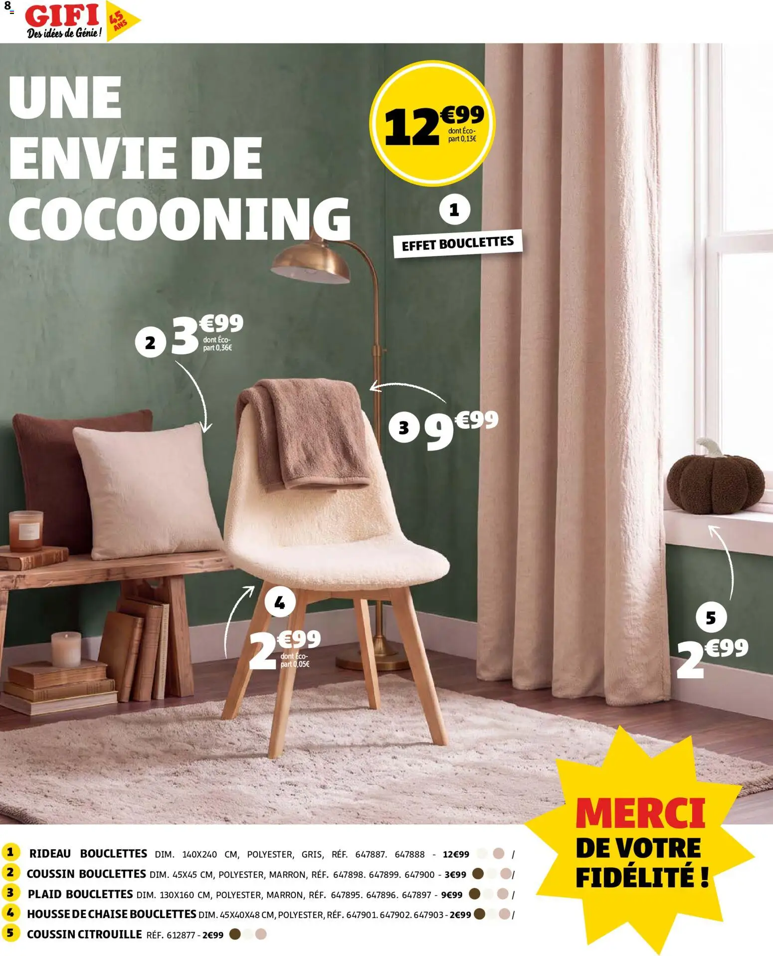 {H1} | Page: 8 | Produits: Citrouille, Housse de chaise, Chaise, Rideau