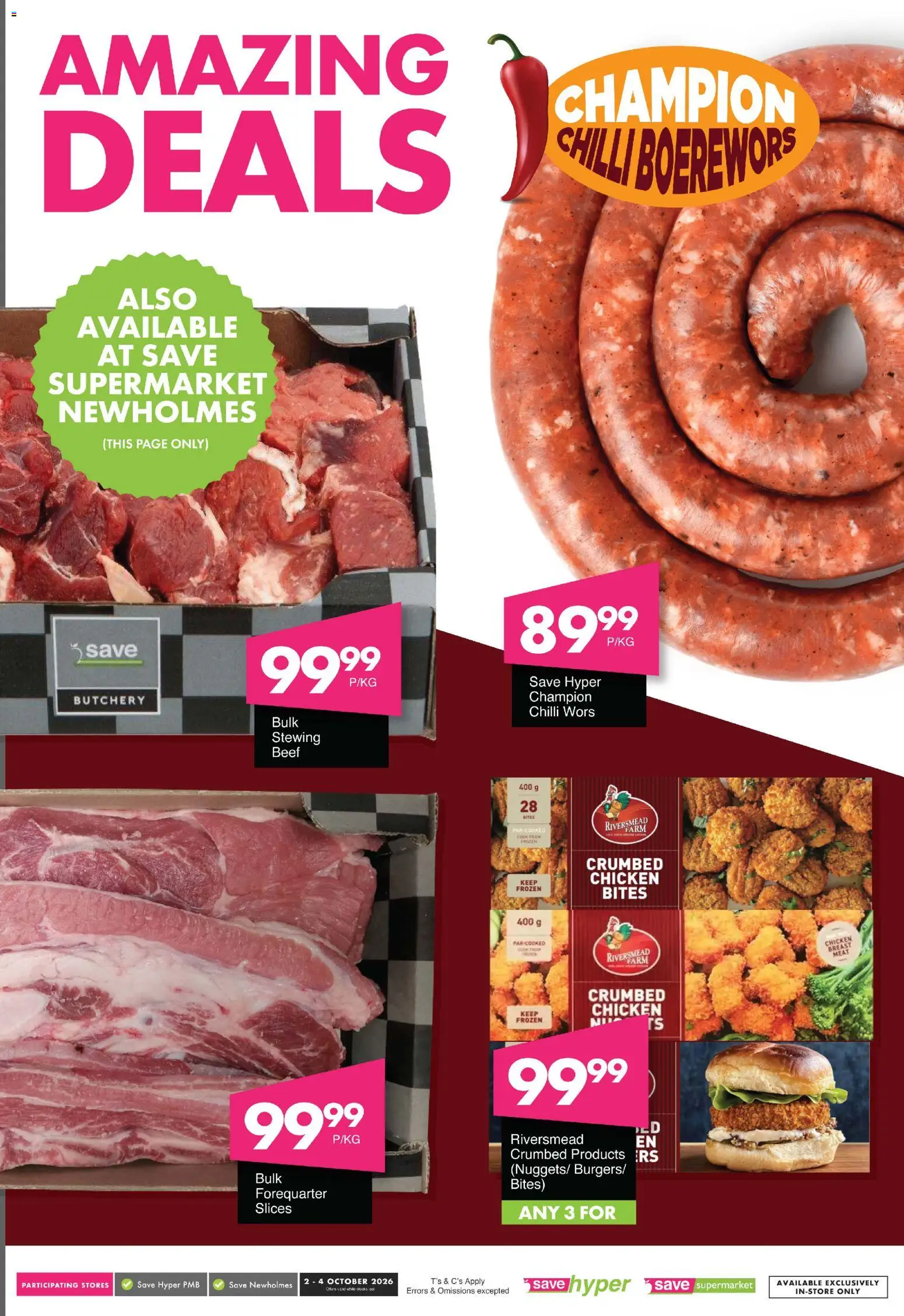 New Save catalogue – valid from 02/10/2026 | Page: 8 | Products: Boerewors, Chicken, Beef, Chilli
