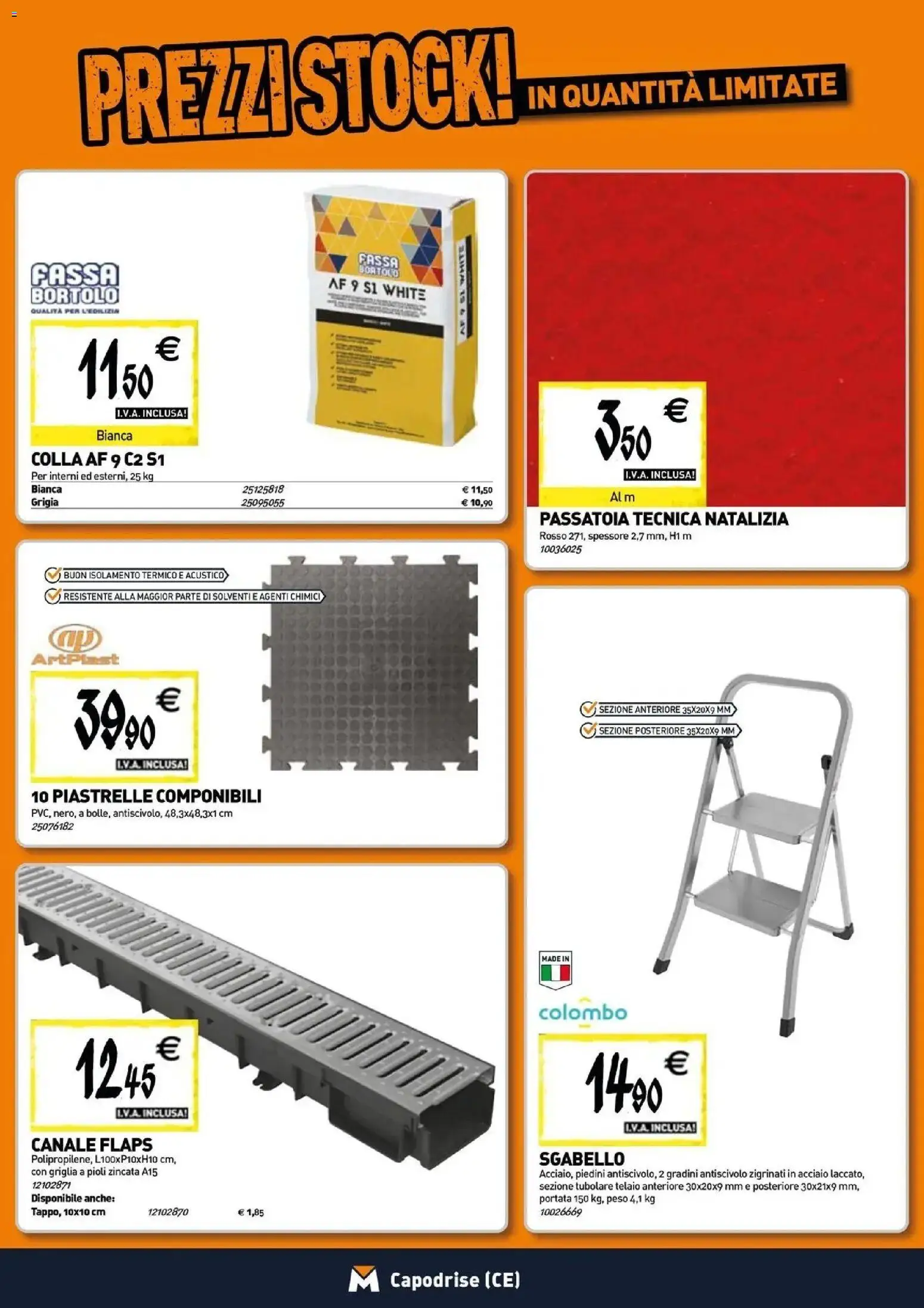 Volantino TECNOMAT del 29/10/2026 | Pagina: 14 | Prodotti: Piastrelle, Sgabello, Colla, Griglia