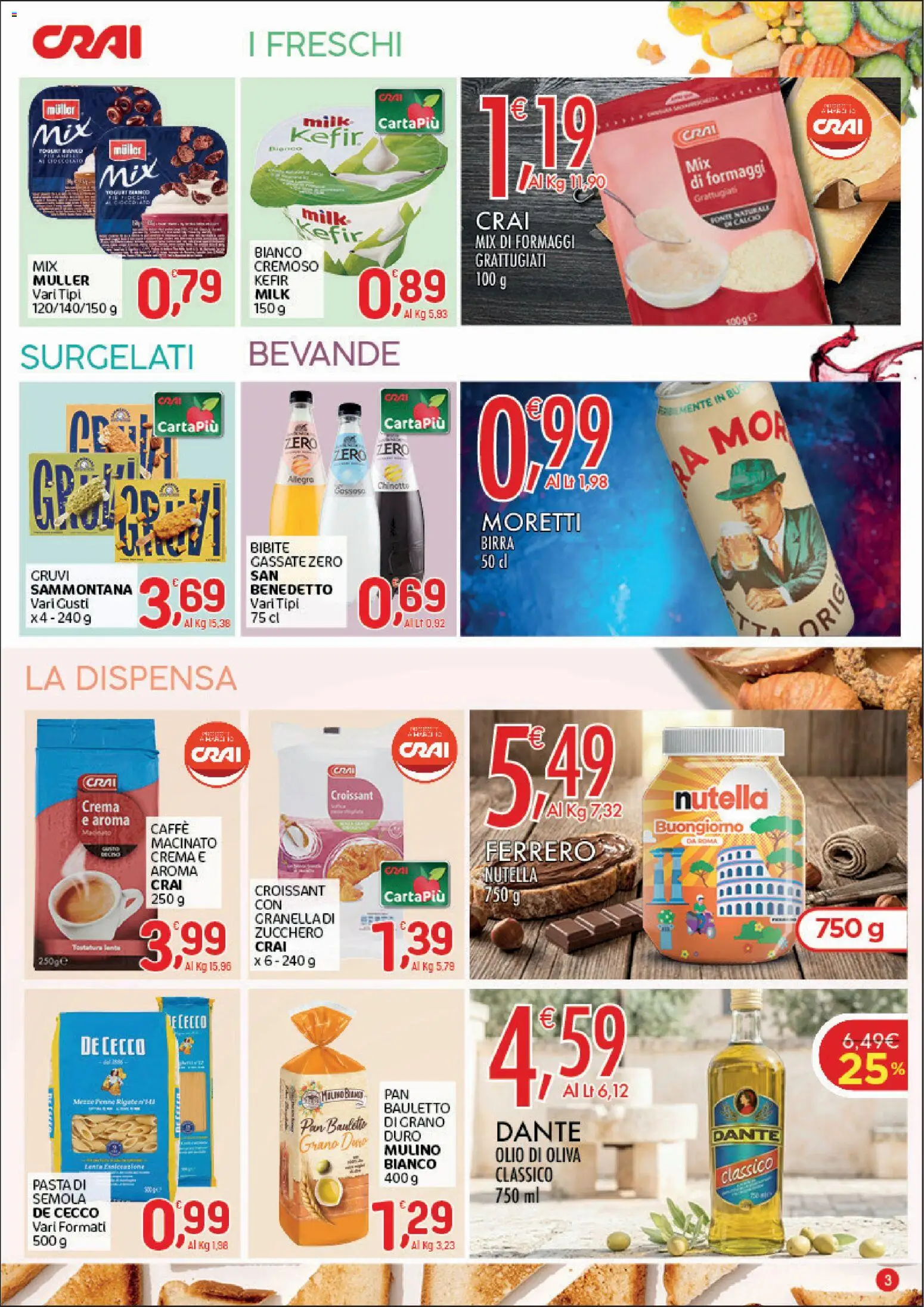 Volantino CRAI del 23/07/2026 | Pagina: 3 | Prodotti: Crema, Cioccolato, Birra, Penne