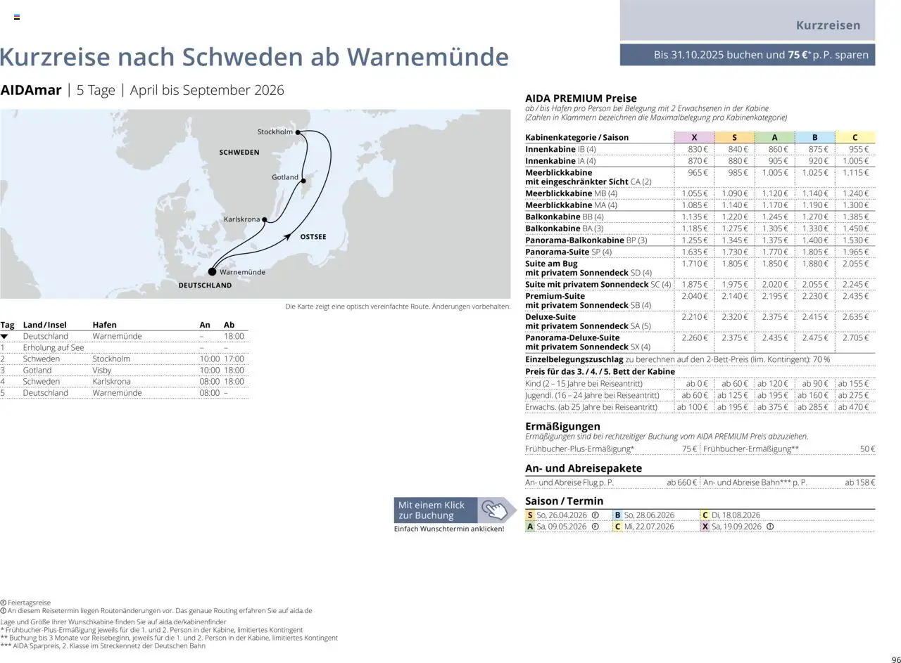 Aida Sommer 2026 – gültig ab 01.03.2026 | Seite: 96 | Produkte: Bett