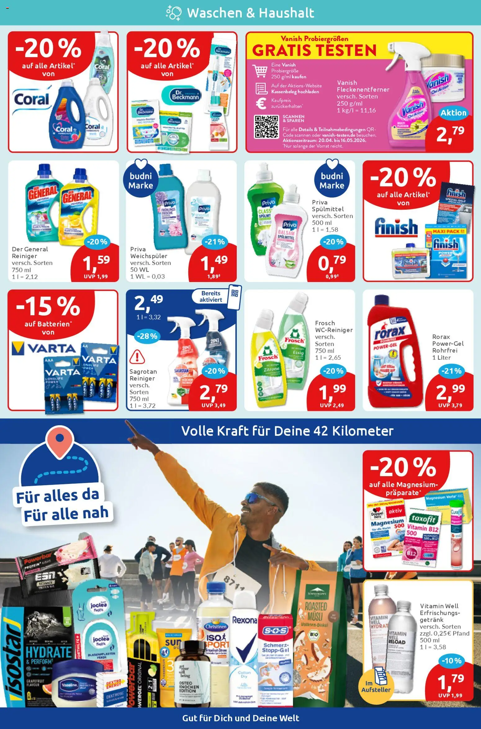 Budni Prospekt 	 – gültig ab 20.04.2026 | Seite: 4 | Produkte: Musli, Energy, Essig, Finish