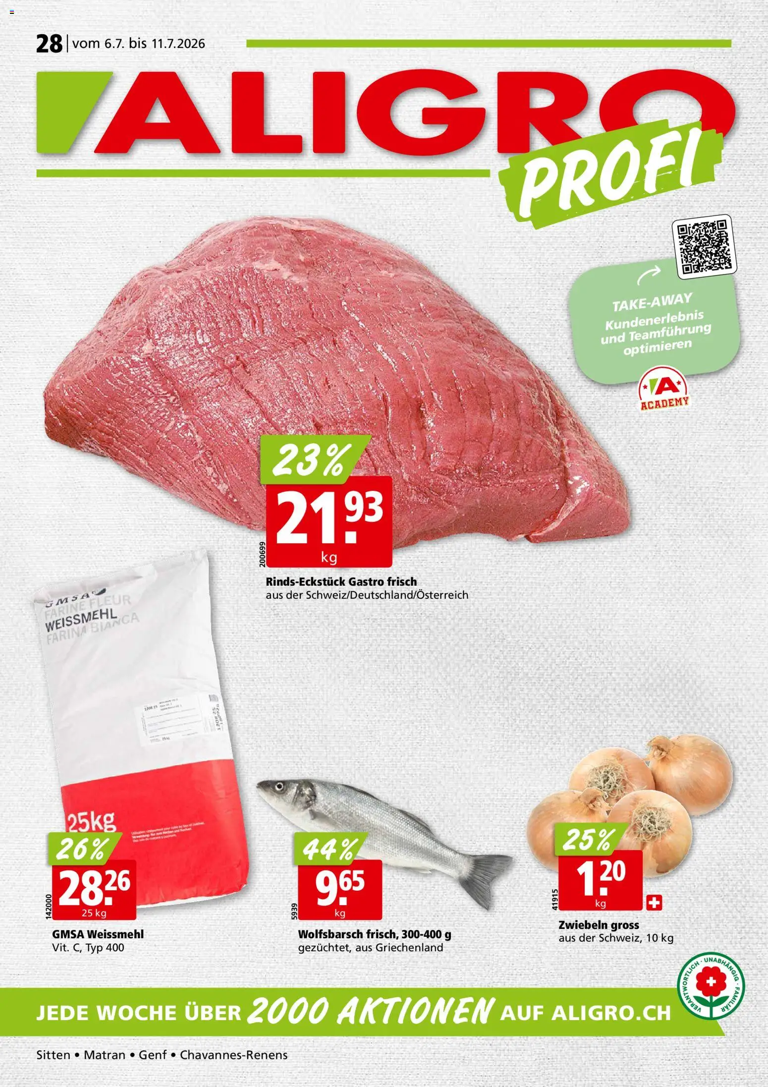 Aligro aktionen Chavannes, Matran, Genf, Sitten – gültig ab 06.07.2026 | Seite: 1 | Produkte: Zwiebeln