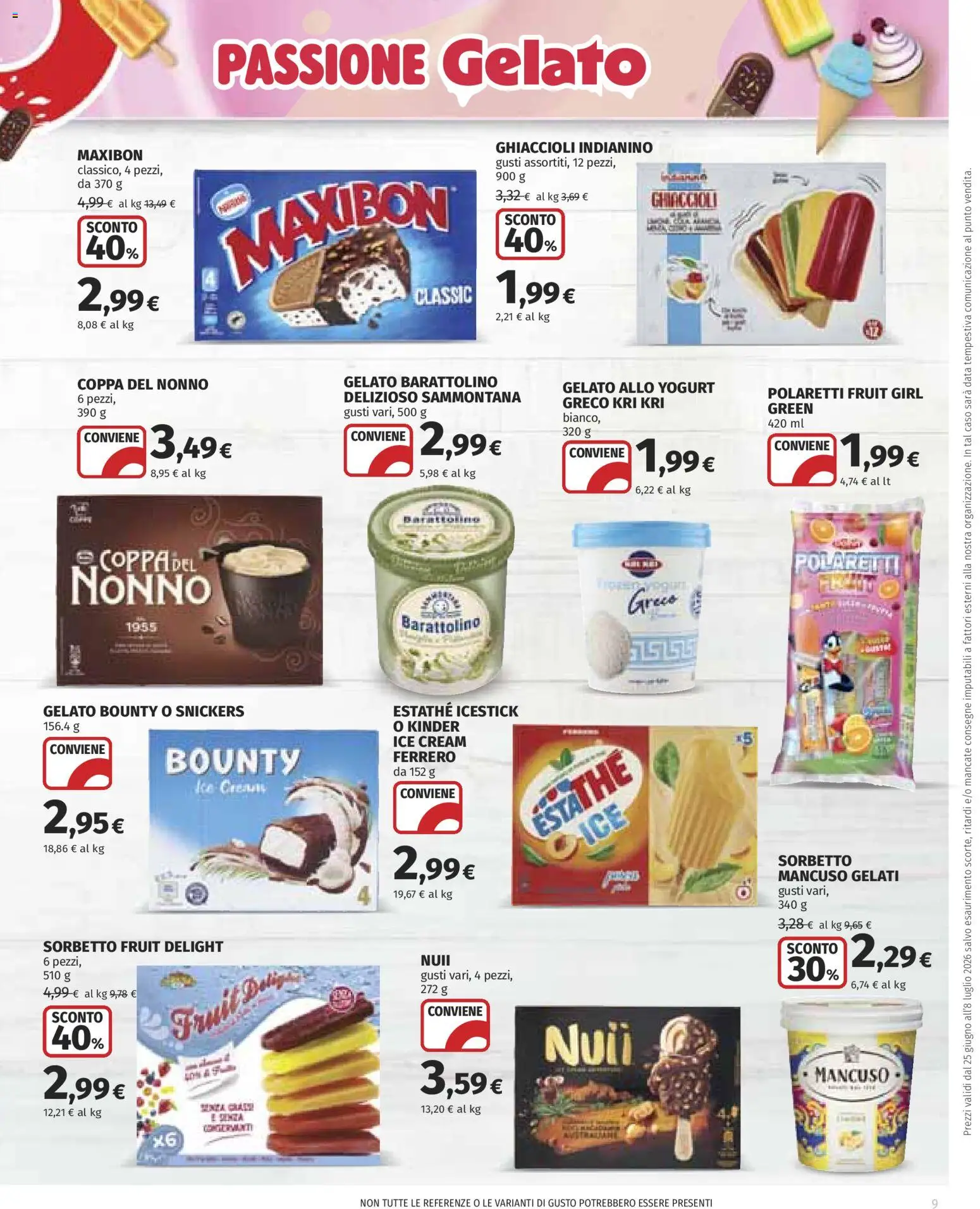 Volantino COOP del 25/06/2026 | Pagina: 9 | Prodotti: Yogurt, Ghiaccioli, Gelato, Data