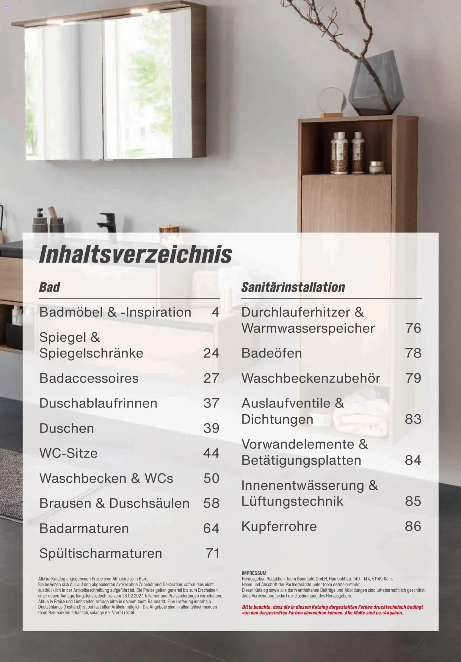 Toom Baumarkt Bad, Sanitär & Zubehör 2026 – gültig ab 01.01.2026 | Seite: 3 | Produkte: Waschbecken, Spiegel