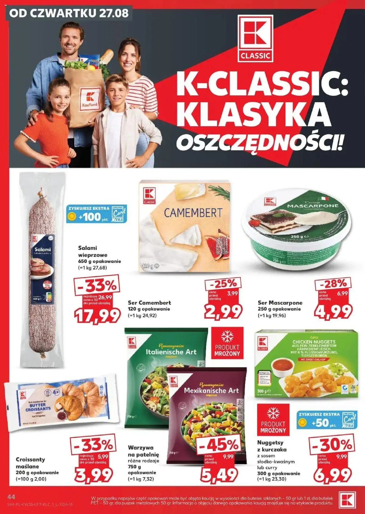 Kaufland gazetka od 27.08.2026 - od jutra PDF | Strona: 44 | Produkty: Ser camembert, Patelnie, Salami, Nuggets