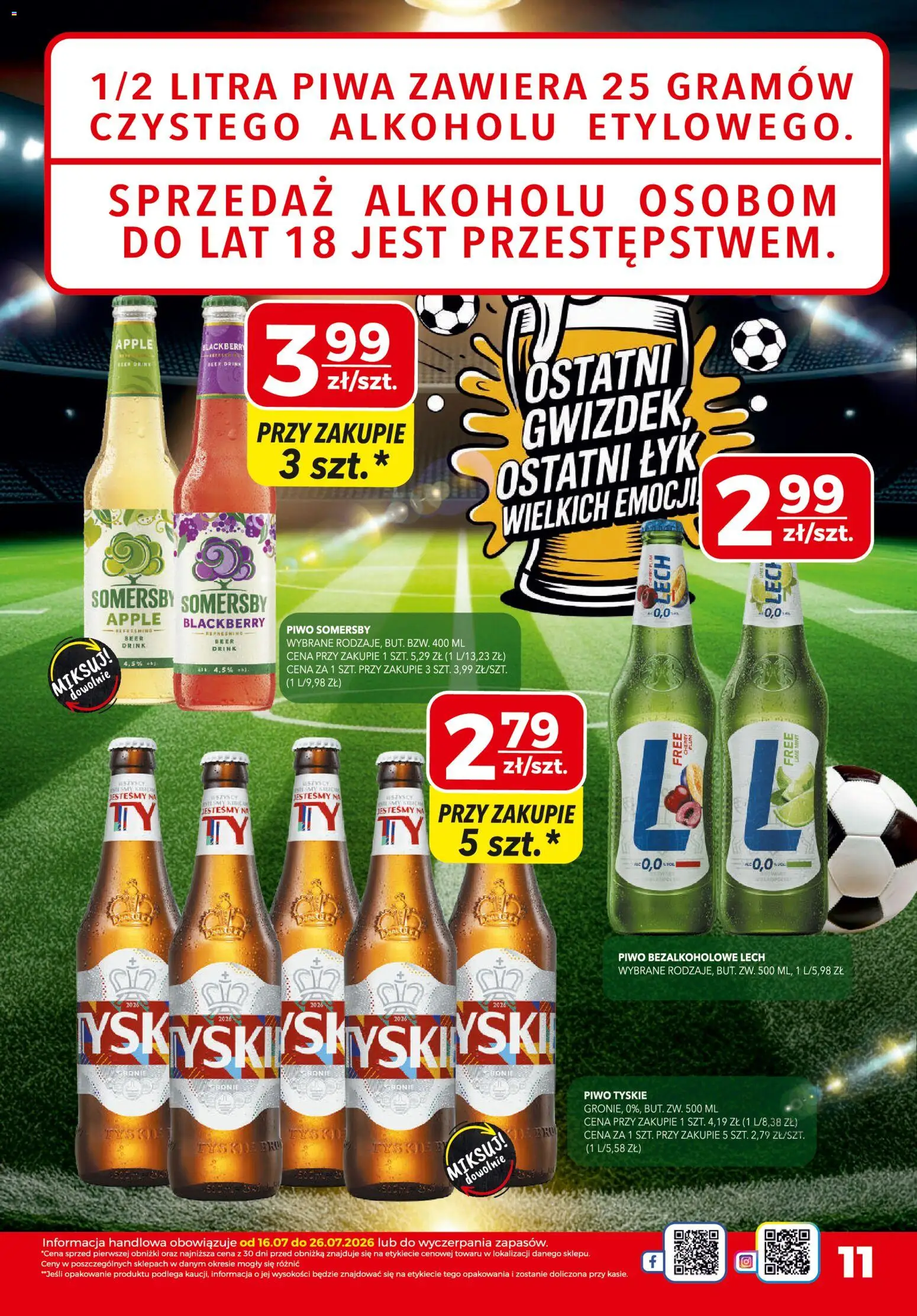 Top Market gazetka od 16.07.2026 | Strona: 11 | Produkty: Piwo Somersby, Tyskie, Piwo, Somersby