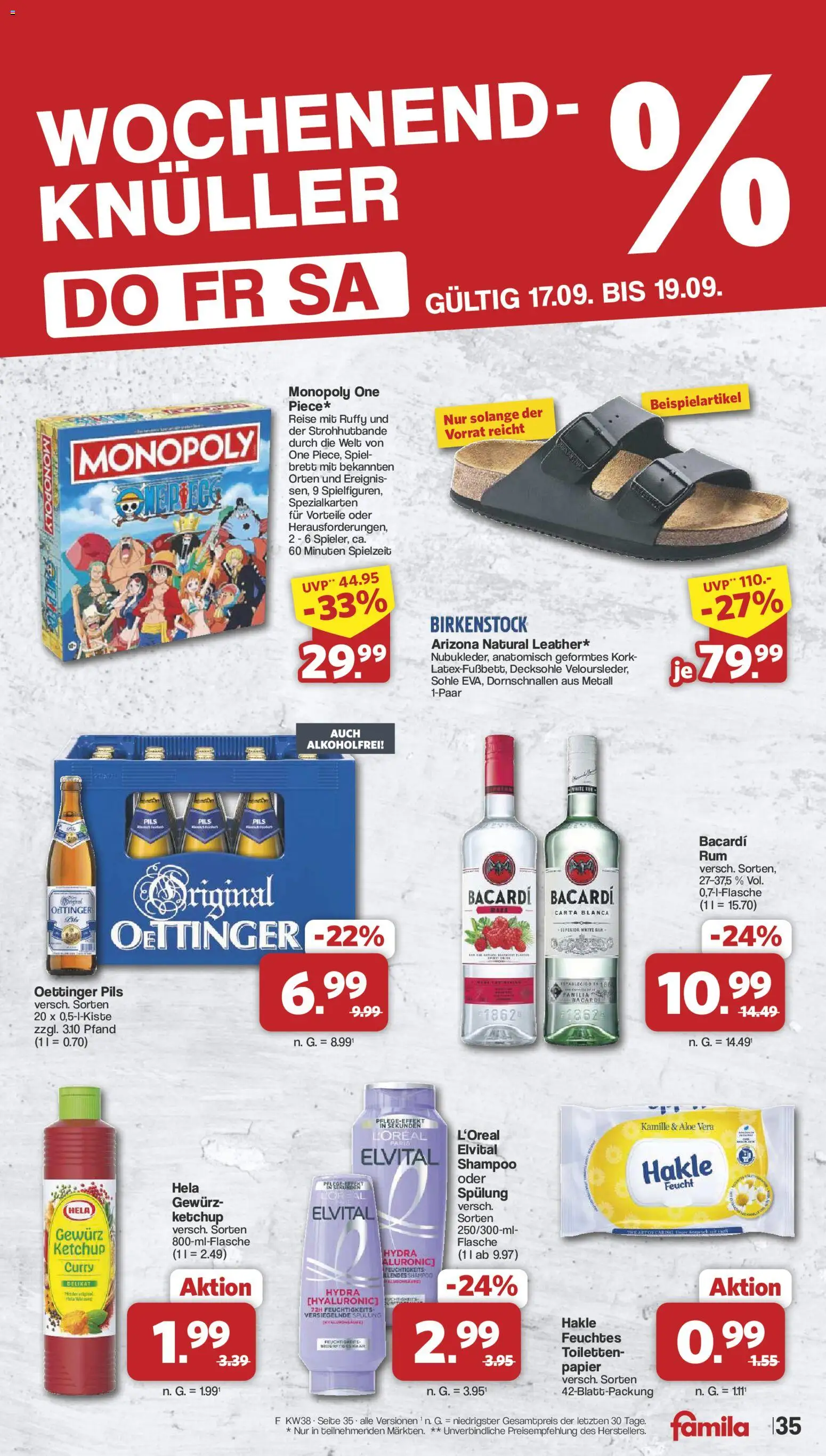 Famila Nordwest Prospekt – gültig ab 14.09.2026 | Seite: 39 | Produkte: Bacardi, Pils, Oettinger, Spülung