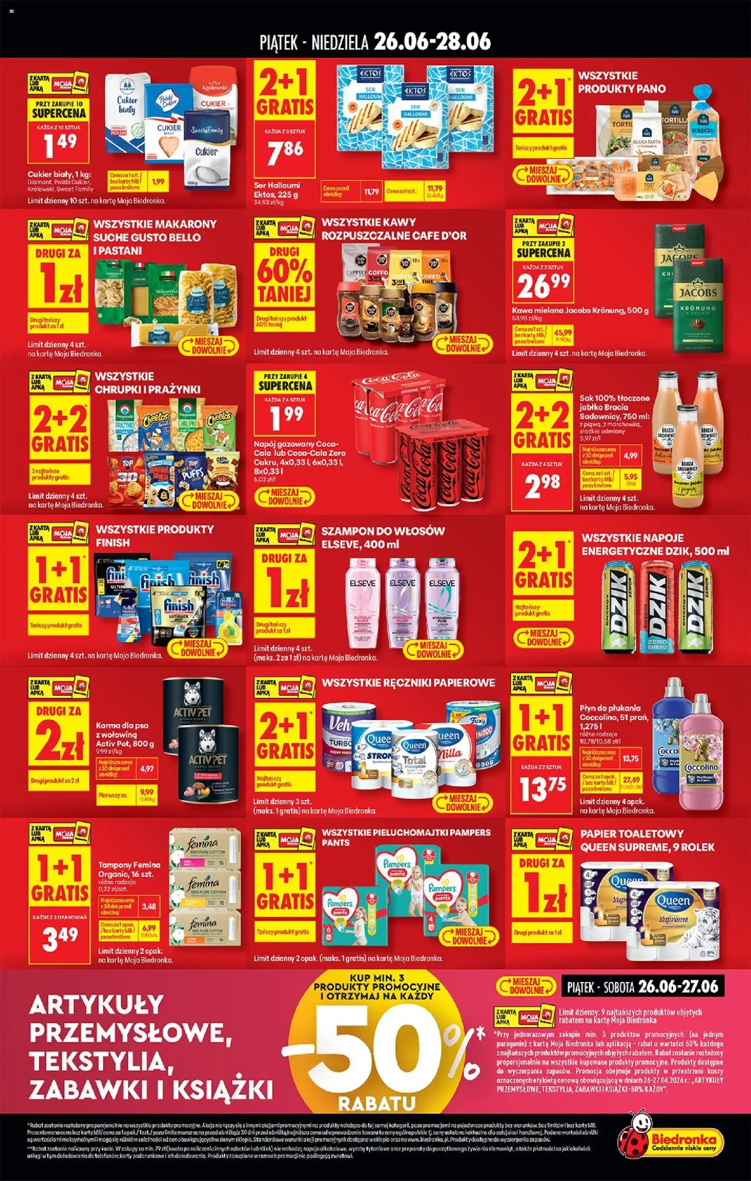 Biedronka Polsko leták - Tani weekend od 26.06.2026 | Strana: 2 | Produkty: Coccolino, Coca cola, Jacobs, Tampony