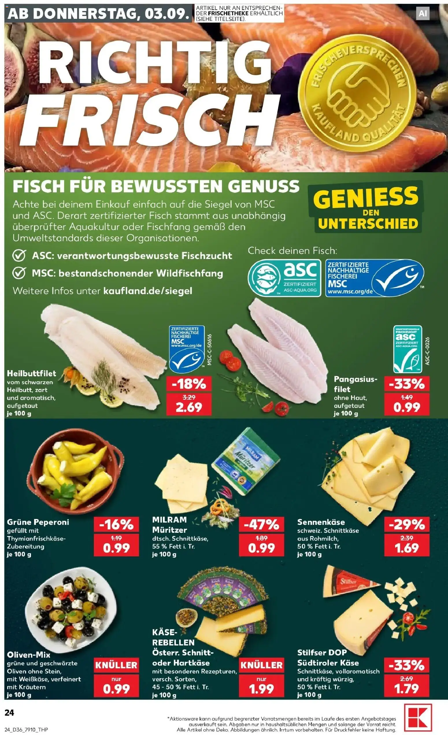 Prospekt Kaufland ab 31.08.2026 » Angebote Online zum Blättern | Seite: 33 | Produkte: Käse, Fisch, Milram