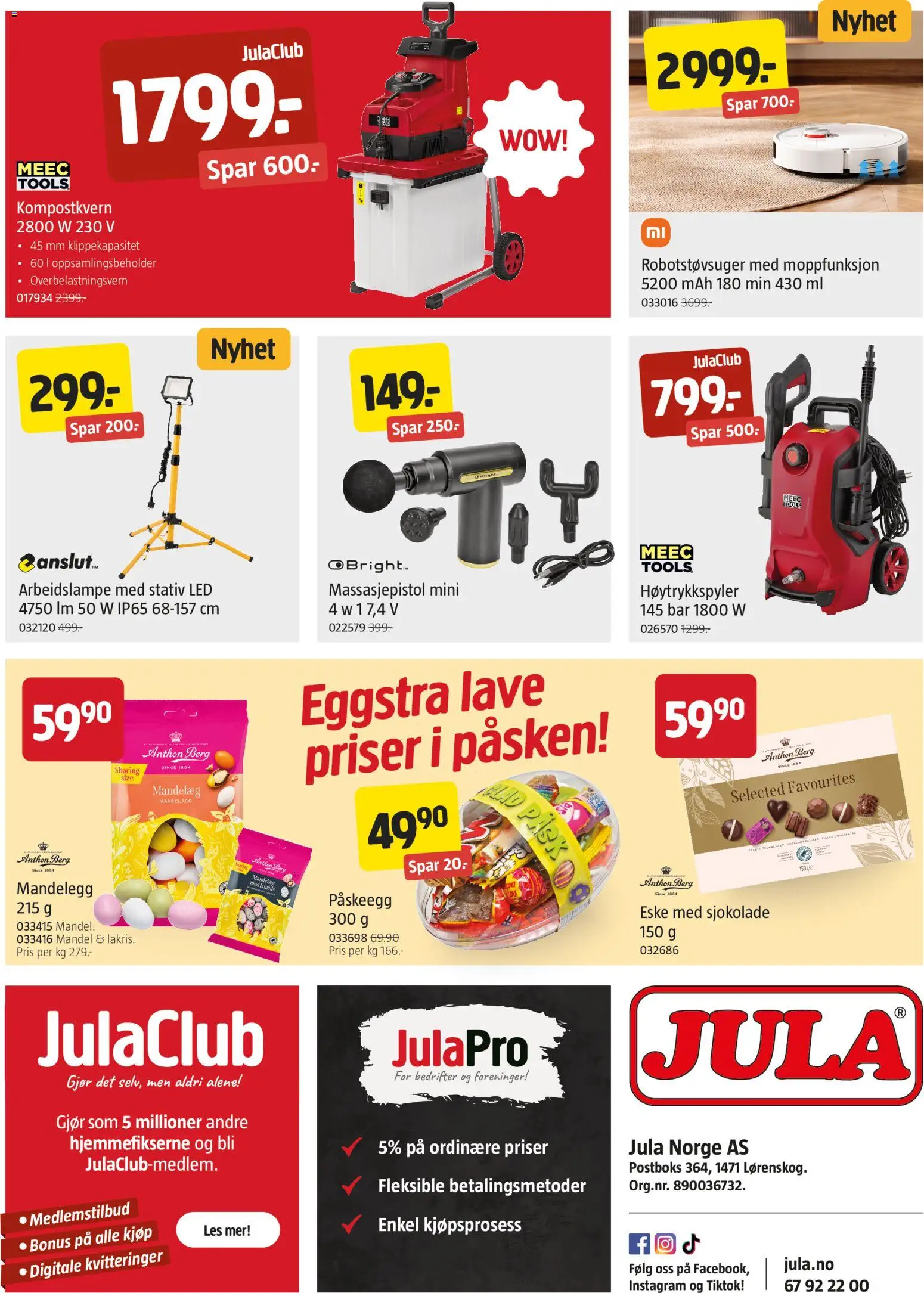 {H1} | Side: 8 | Produkter: Arbeidslampe, Robotstøvsuger, Høytrykkspyler, Sjokolade