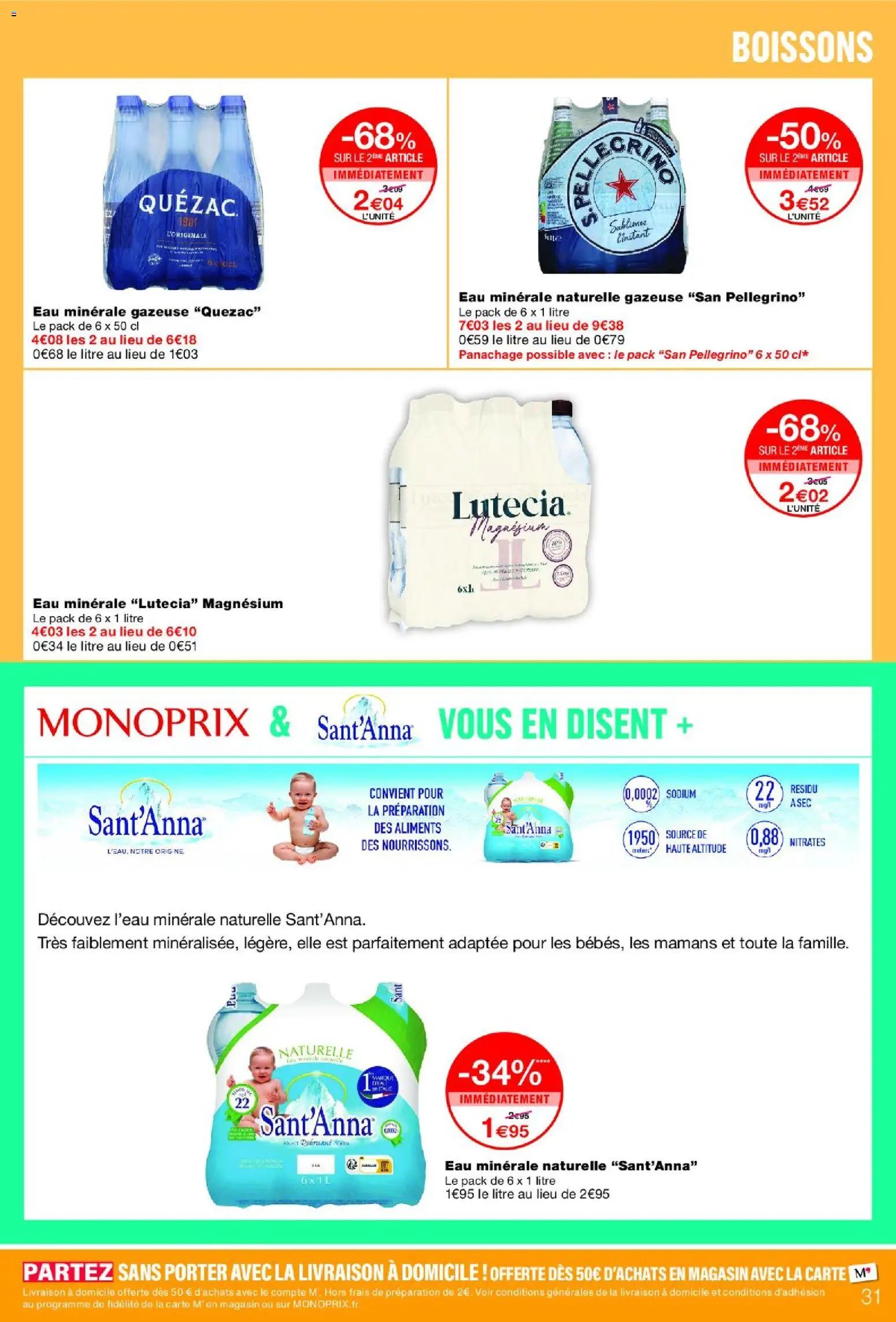 {H1} | Page: 31 | Produits: Eau minérale, Eau minérale naturelle gazeuse san pellegrino, Eau minérale naturelle
