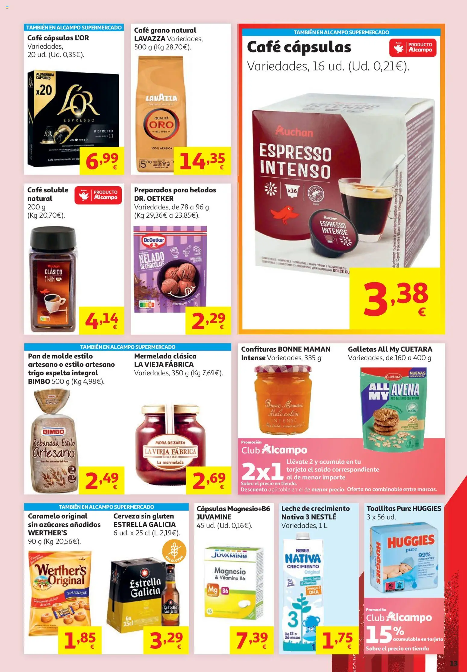 Alcampo -  HP Unico │ válido desde el 16.06.2026 | Página: 13 | Productos: Δοχείο φοντί, Leche, Pan de molde, Μηχανή καφέ