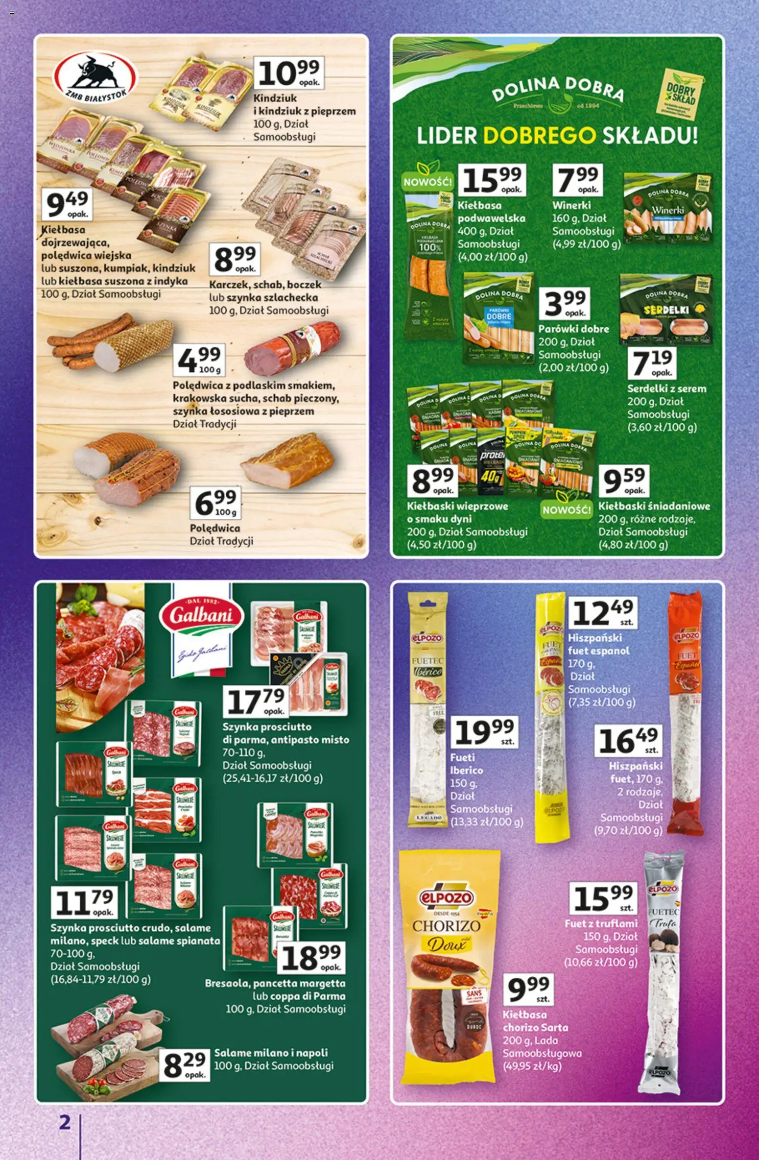Auchan gazetka - Znane marki od 15.10.2026 | Strona: 2 | Produkty: Serem, Pancetta, Kiełbaski, Fuet