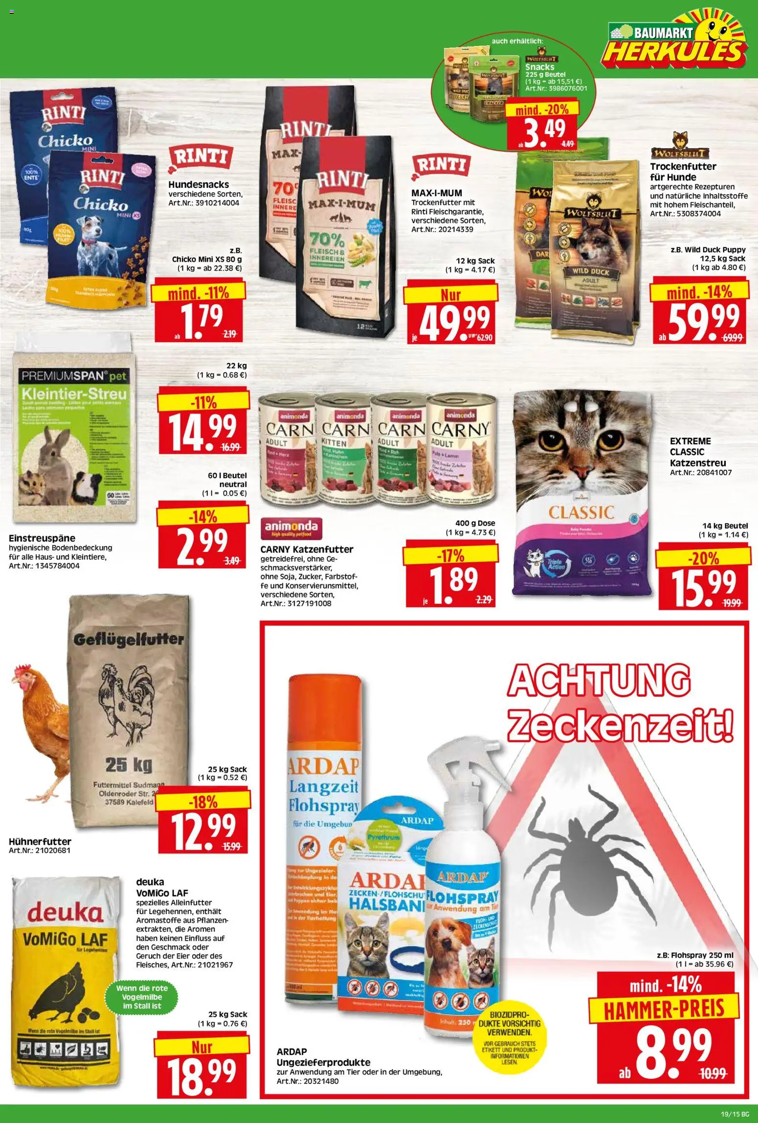 HERKULES Bau & Garten – gültig ab 04.05.2026 | Seite: 15 | Produkte: Katzenfutter, Eier, Fleisch