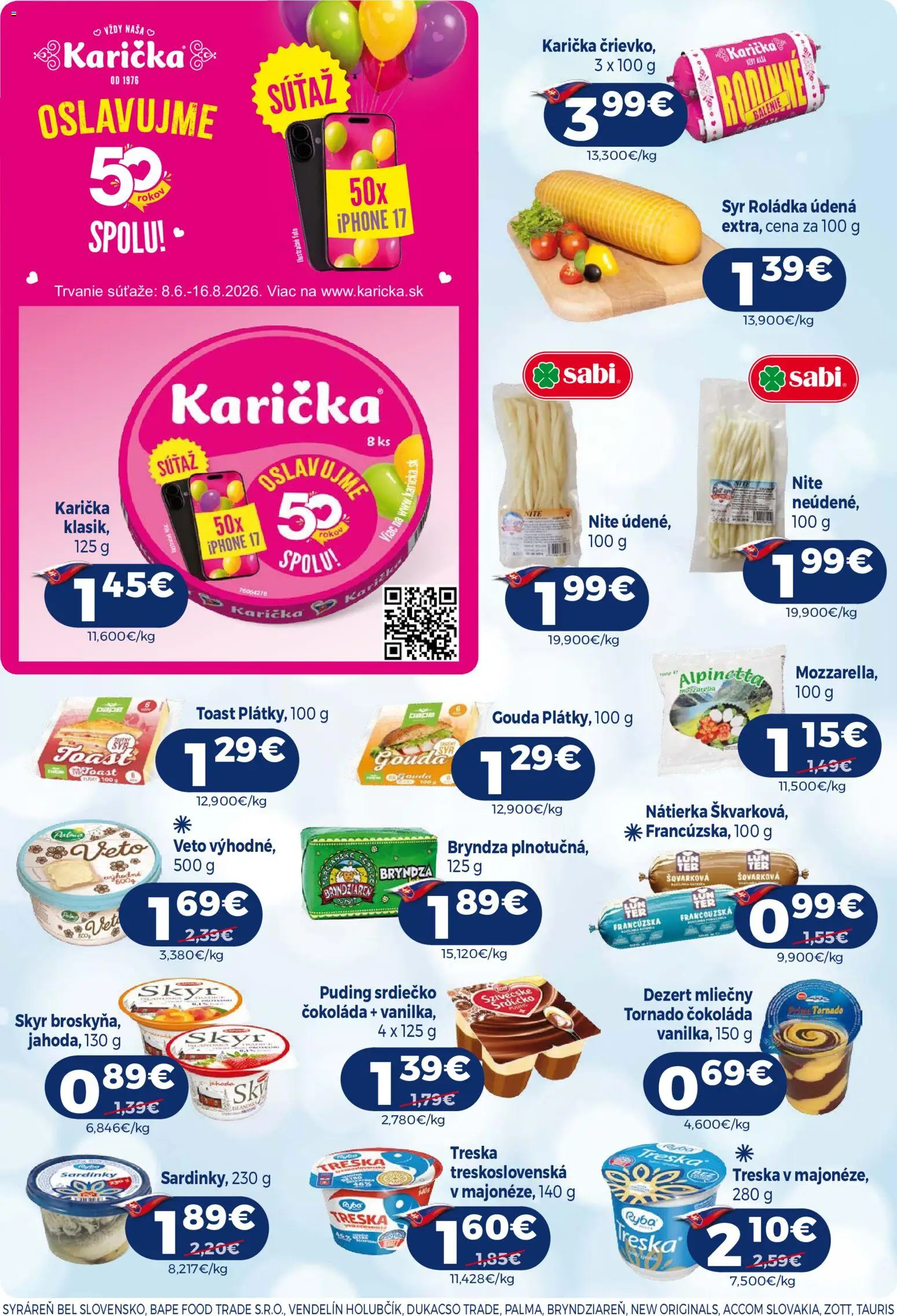 Nové Milk Agro akcie – leták je platný od 08.07.2026 | Strana: 6 | Produkty: Sardinky, Gouda, Iphone, Treska