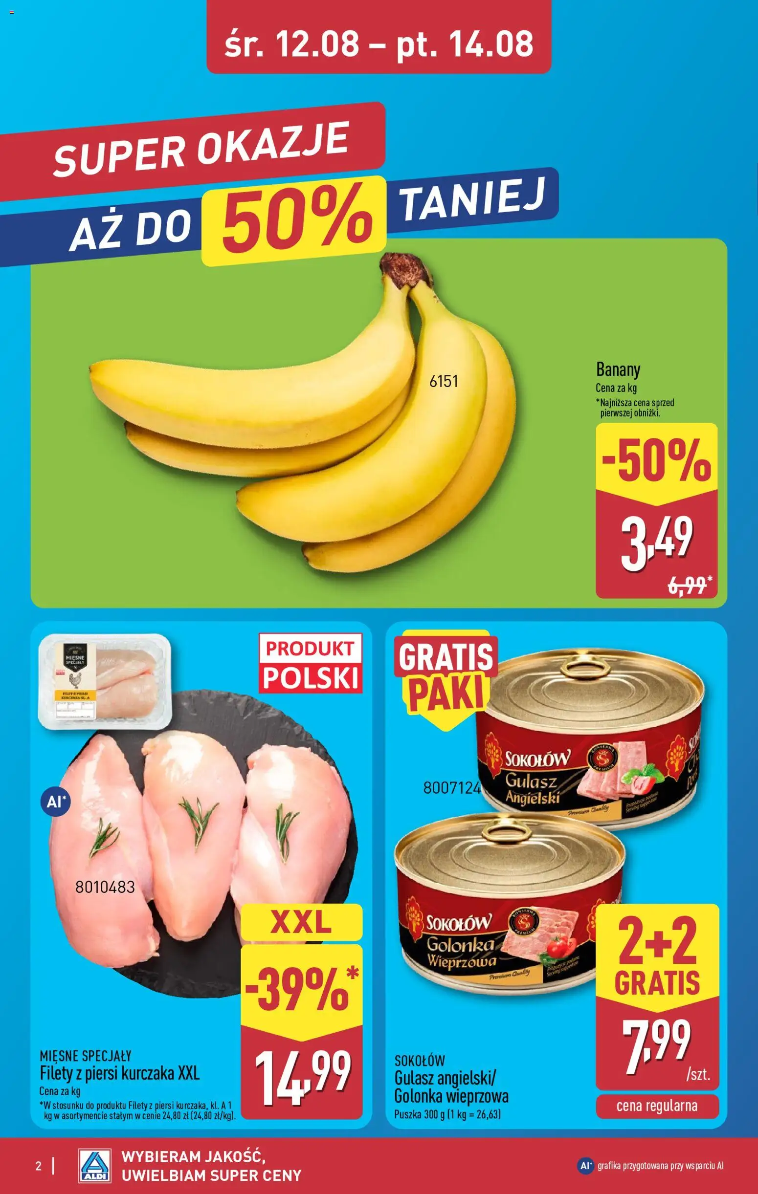 Aldi gazetka - Oferta weekendowa od 12.08.2026 | Strona: 2 | Produkty: Golonka, Piersi, Golonka wieprzowa, Gulasz