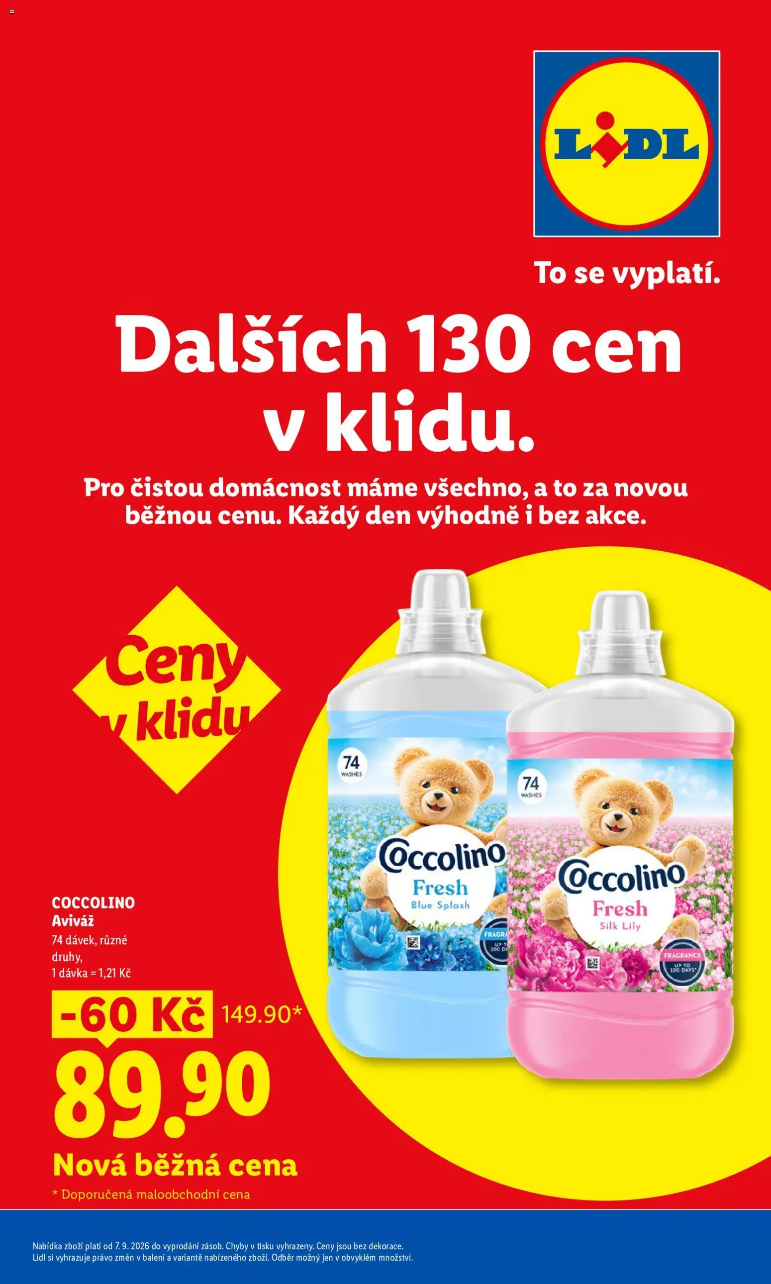 Lidl leták - Pro čistou domácnost máme všechno od 07.09.2026 | Strana: 1 | Produkty: Aviváž, Coccolino