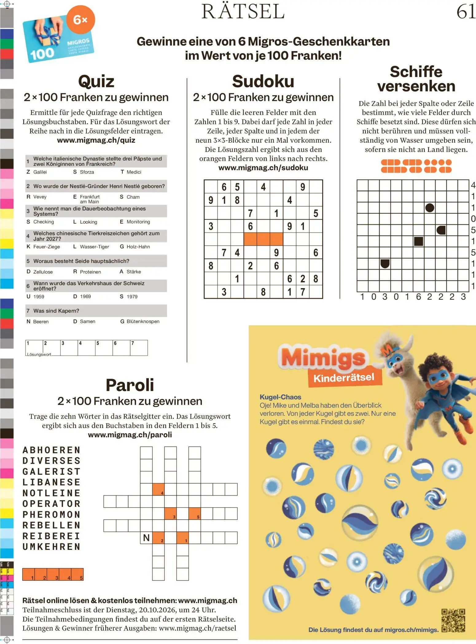 Migros aktionen Magazine – gültig ab 14.10.2026 | Seite: 61