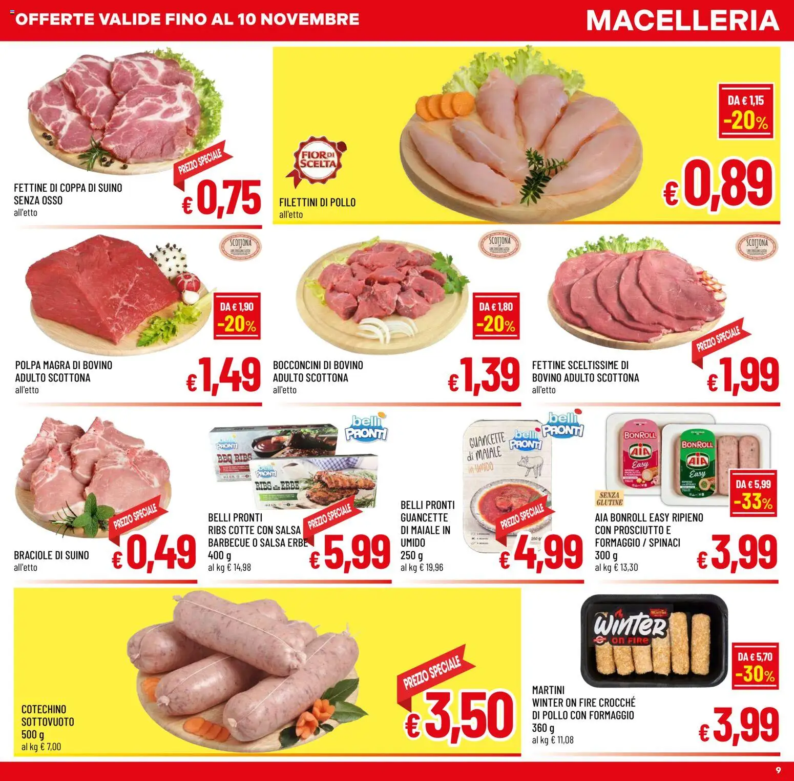 Volantino A&O del 28/10/2026 | Pagina: 9 | Prodotti: Pollo, Salsa, Formaggio, Martini