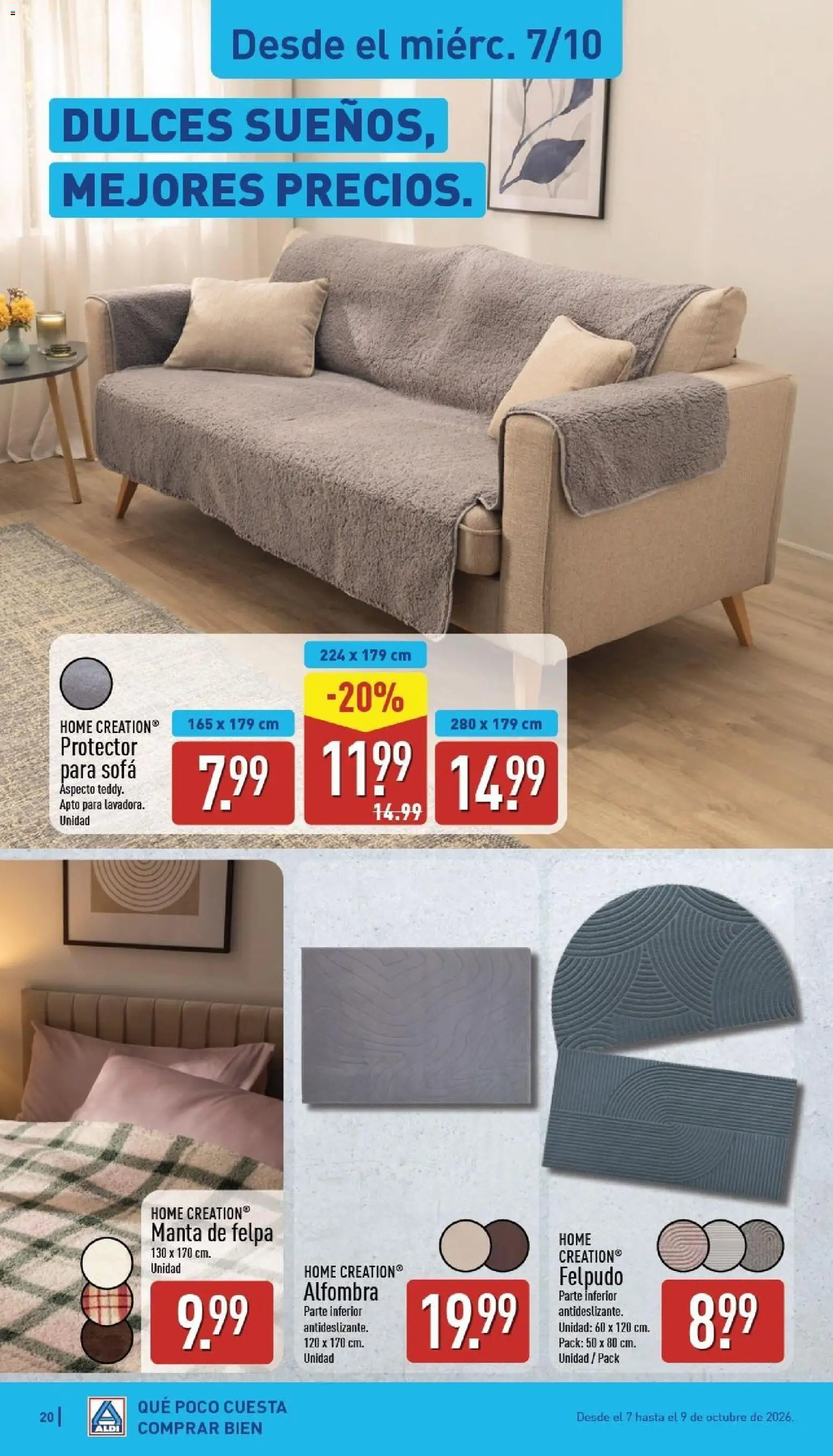 Aldi folleto Península │ válido desde el 05/10/2026 | Página: 20 | Productos: Manta, Dulces, Sofá, Alfombra