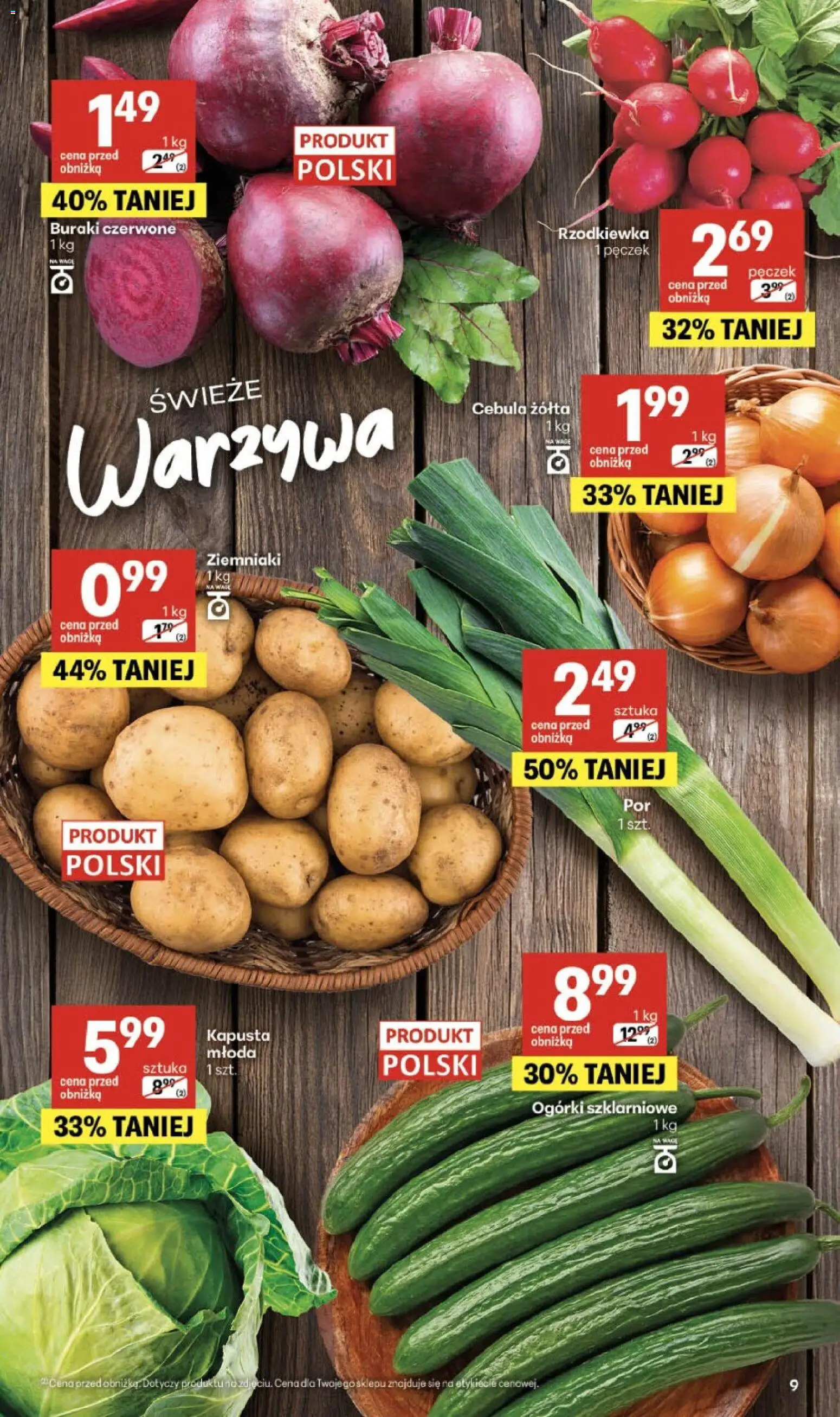 Delikatesy Centrum gazetka od 16.04.2026 | Strona: 9 | Produkty: Kapusta, Buraki, Ogórki, Ziemniaki