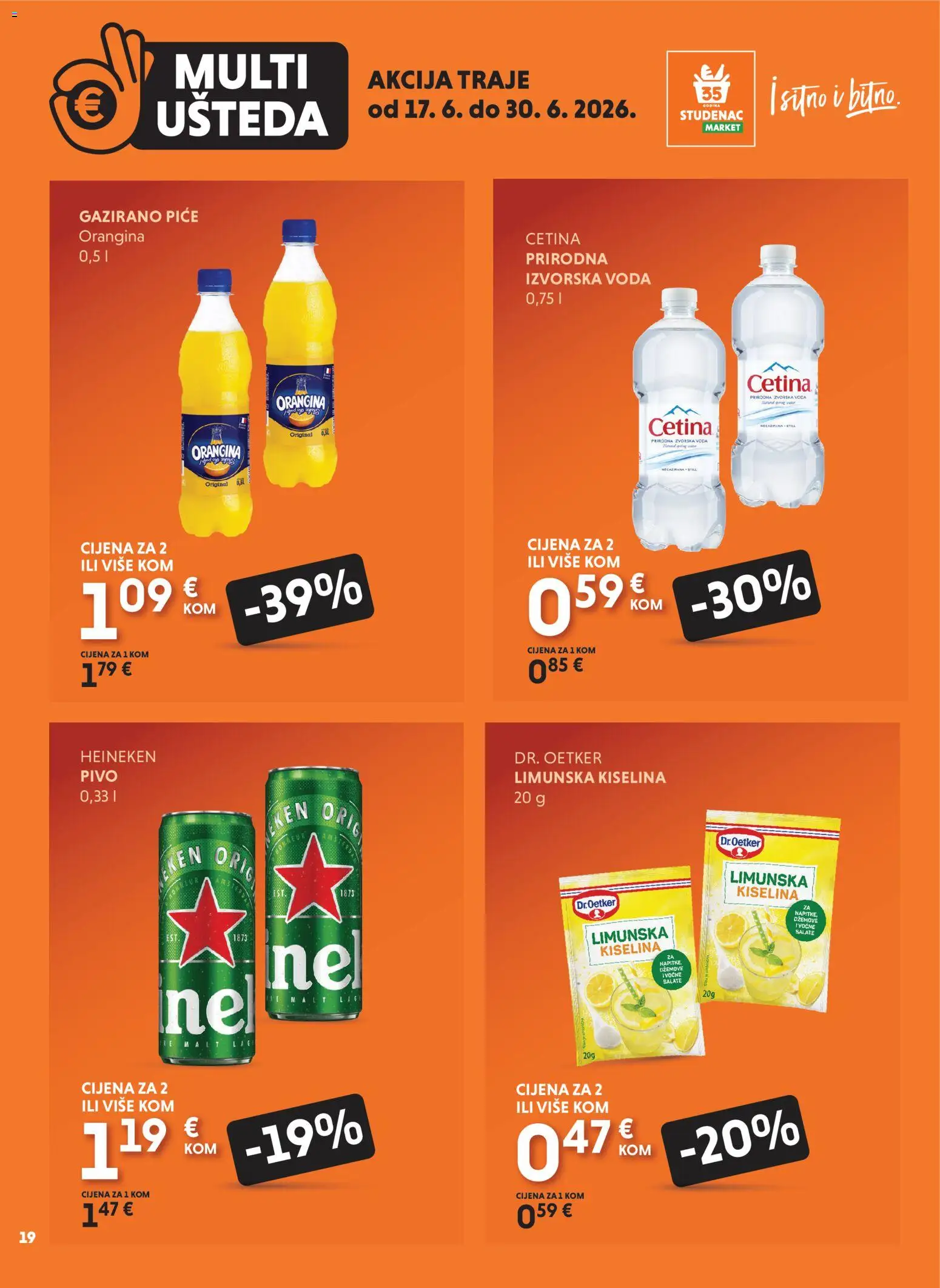 Studenac katalog | vrijedi od 17.06.2026 | Stranica: 19 | Proizvodi: Pivo, Heineken, Voda