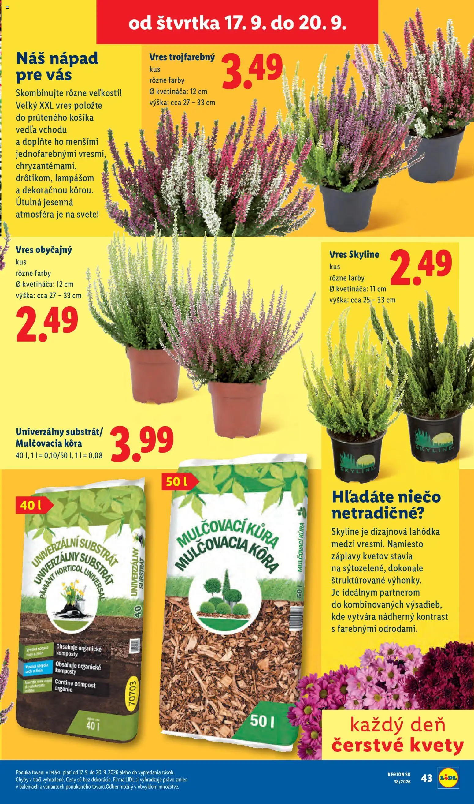 Nové Lidl akcie – leták je platný od 14.09.2026 | Strana: 79 | Produkty: Mulčovacia kôra, Kvety, Substrát