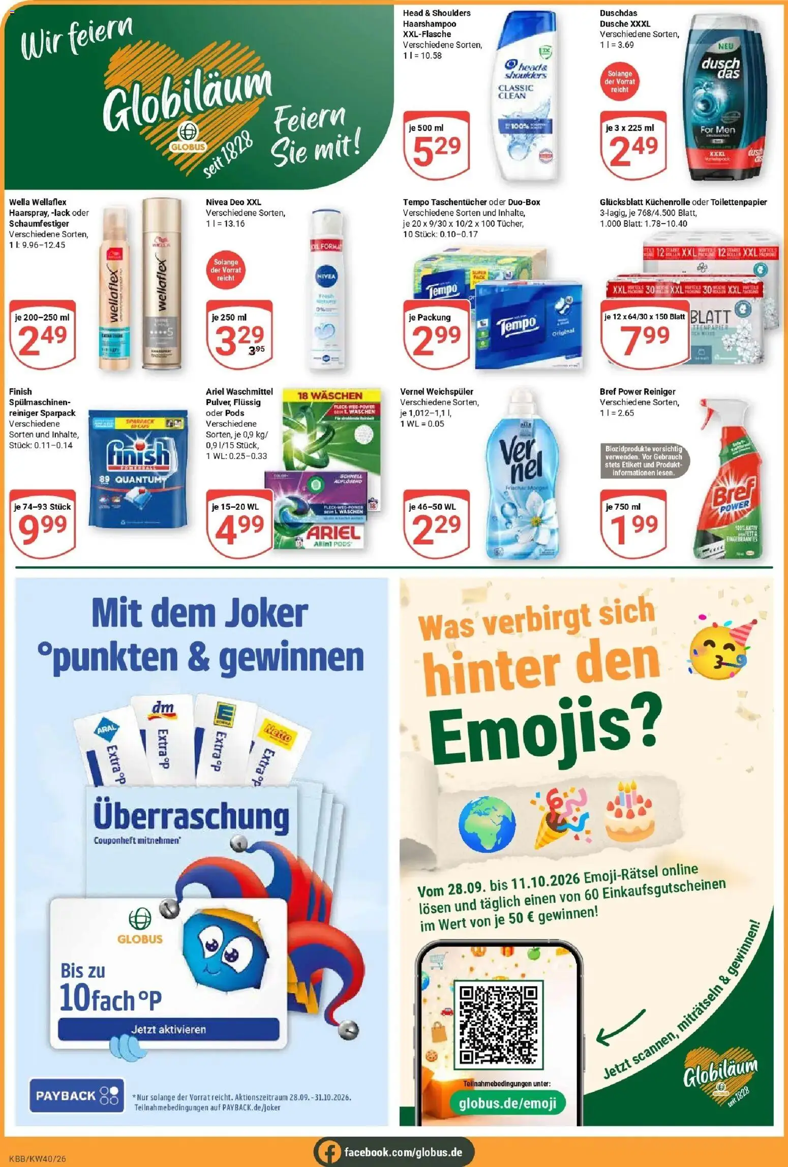 Globus Prospekt Koblenz-Bubenheim (ab 28.09.2026) » Angebote online | Seite: 6 | Produkte: Taschentücher, Weichspüler, Duschdas, Waschmittel
