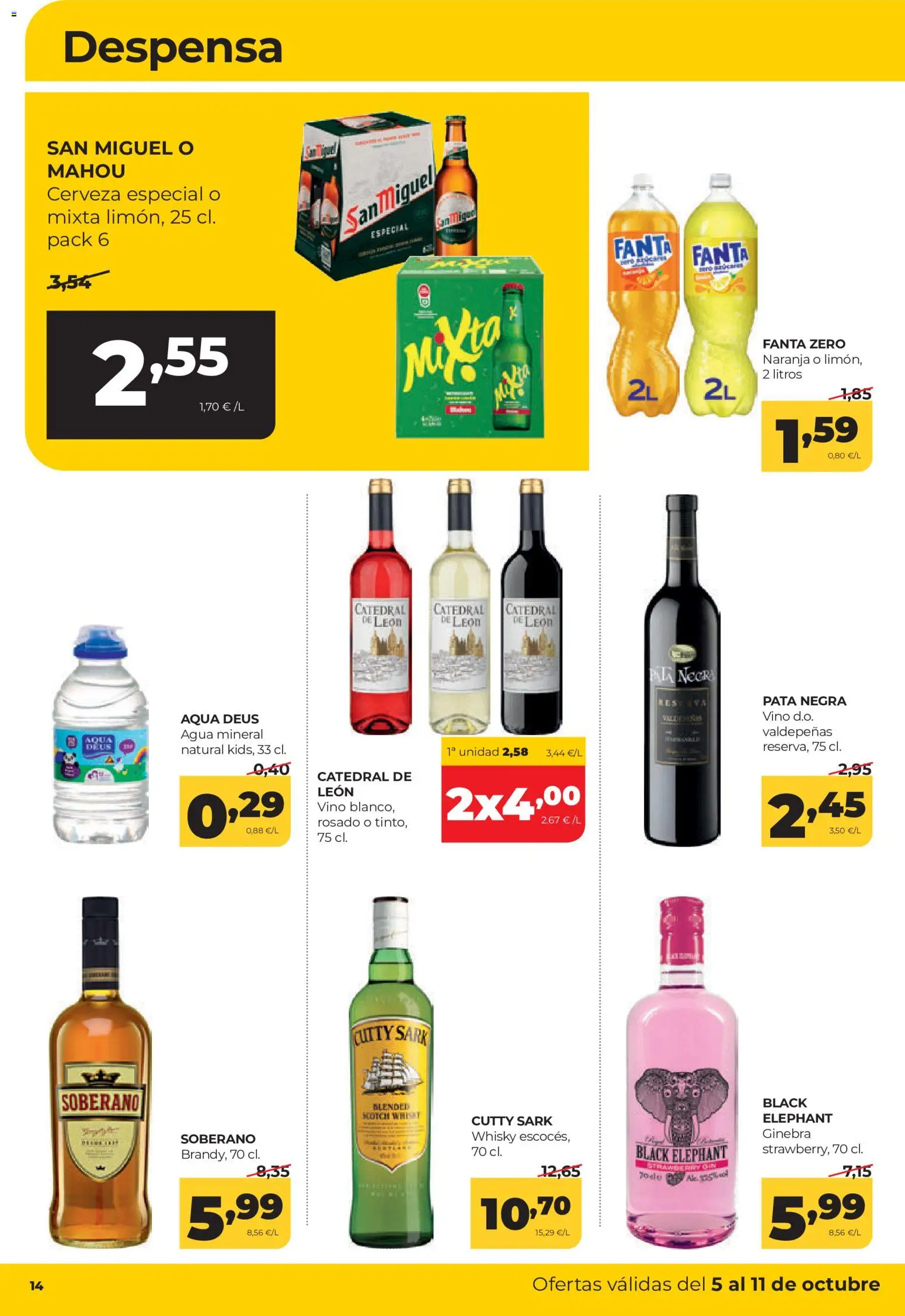 Alimerka folleto Castilla y León │ válido desde el 05/10/2026 | Página: 14 | Productos: Vino, Ginebra, Agua, Agua mineral