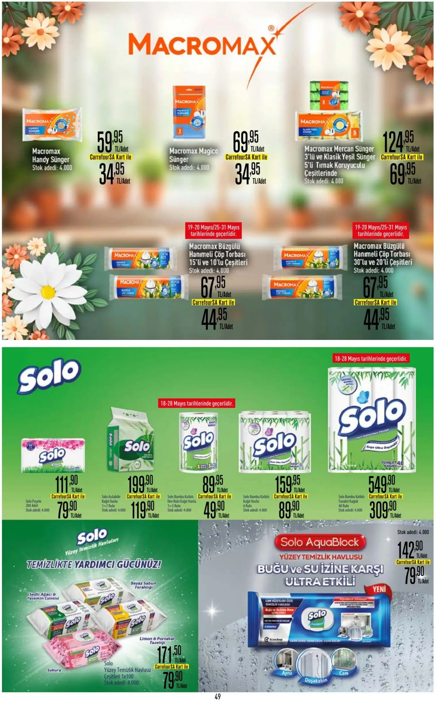 CarrefourSA Katalog - 18.05.2026 tarihinden itibaren geçerlidir | Sayfa: 49 | Ürünler: Çöp torbası, Tuvalet, Portakal, Yasemin