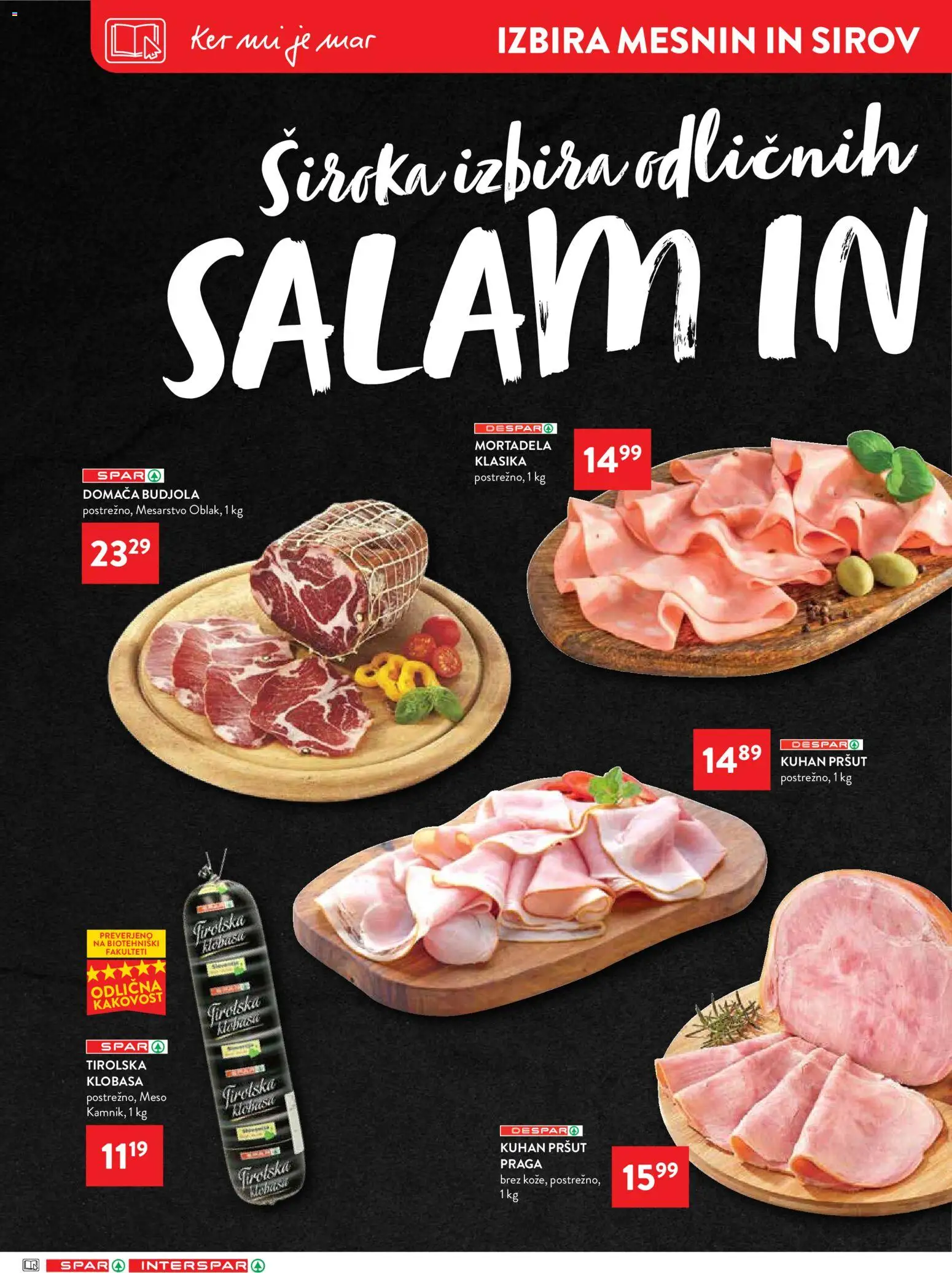 Novi Spar katalog ponudbe – veljaven od 13.05.2026 | Stran: 14 | Izdelki: Pršut, Mortadela