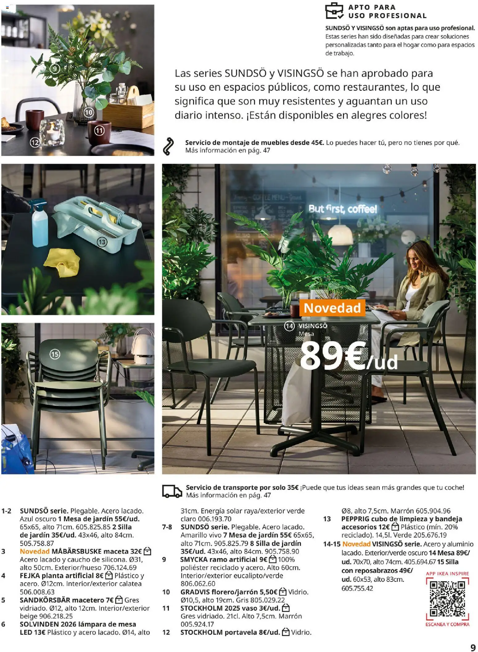 Catálogo IKEA Muebles de exterior │ válido desde el 17/12/2025 | Página: 9 | Productos: Muebles, Planta artificial, Silla, Maceta