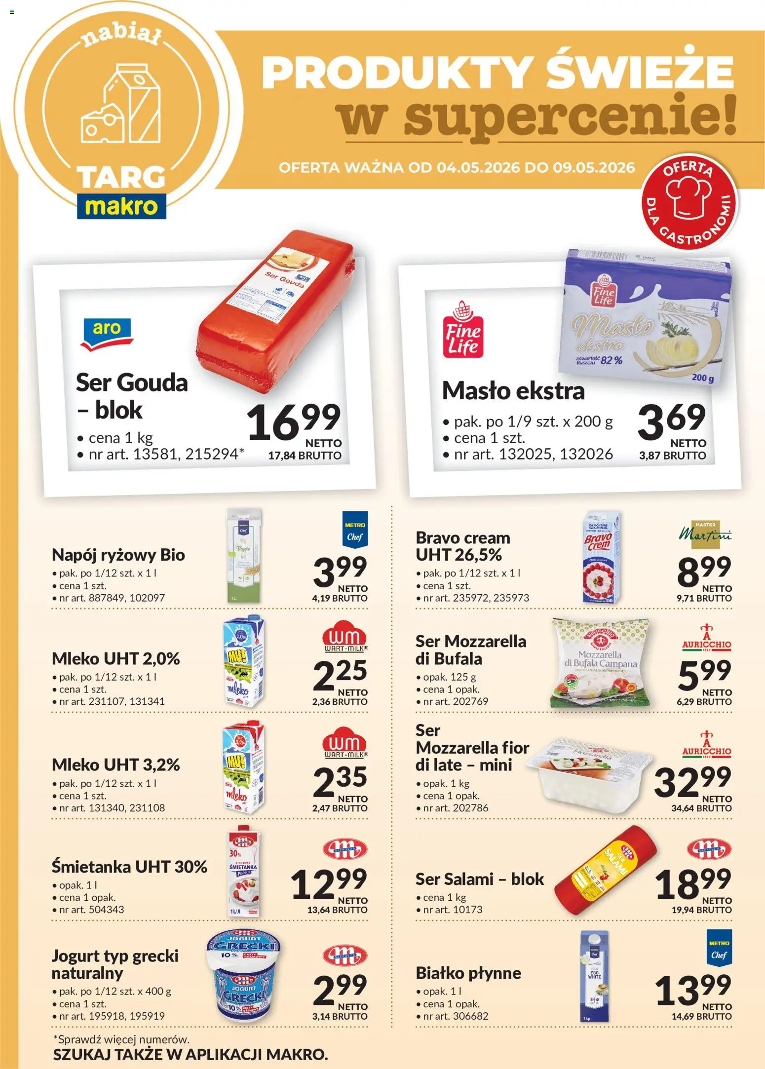 Makro gazetka - Produkty świeże w supercenie od 04.05.2026 | Strona: 3 | Produkty: Mozzarella di bufala, Jogurt grecki, Ser, Jogurt