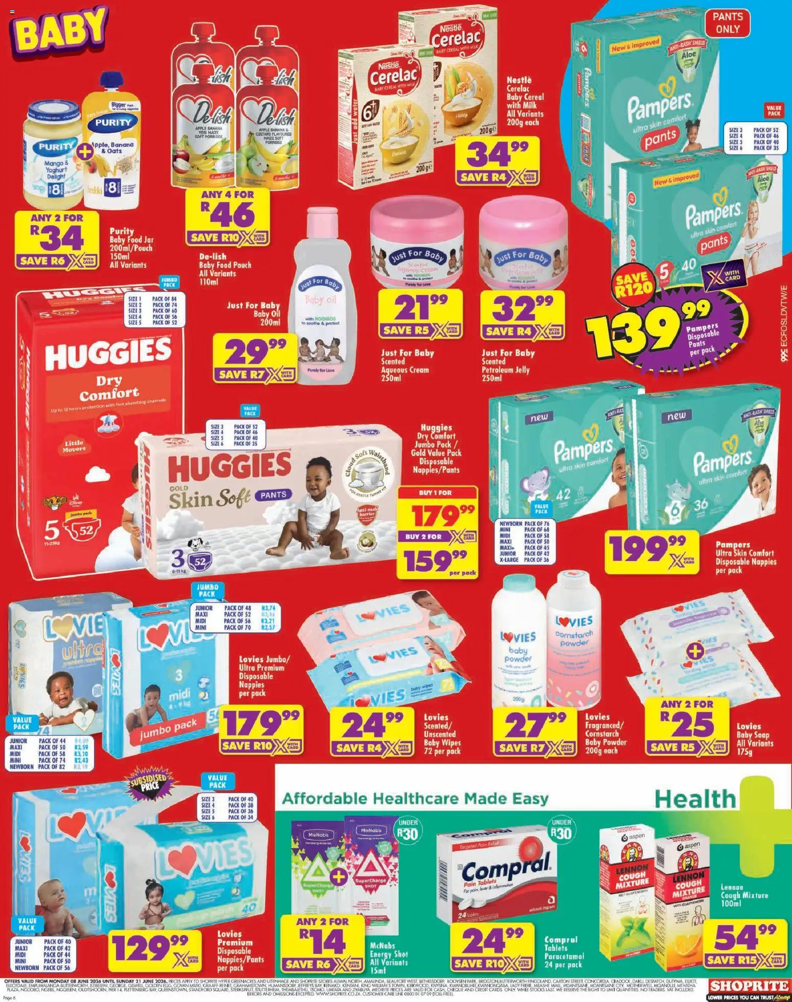New Shoprite catalogue – valid from 08.06.2026 | Page: 6 | Products: Pants, Oats, Cream, Water